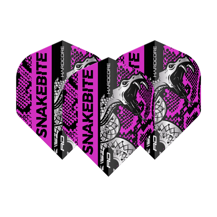 Red Dragon Peter Wright Hardcore Coiled Snake Standard Dart Flights Black/Purple Flights
