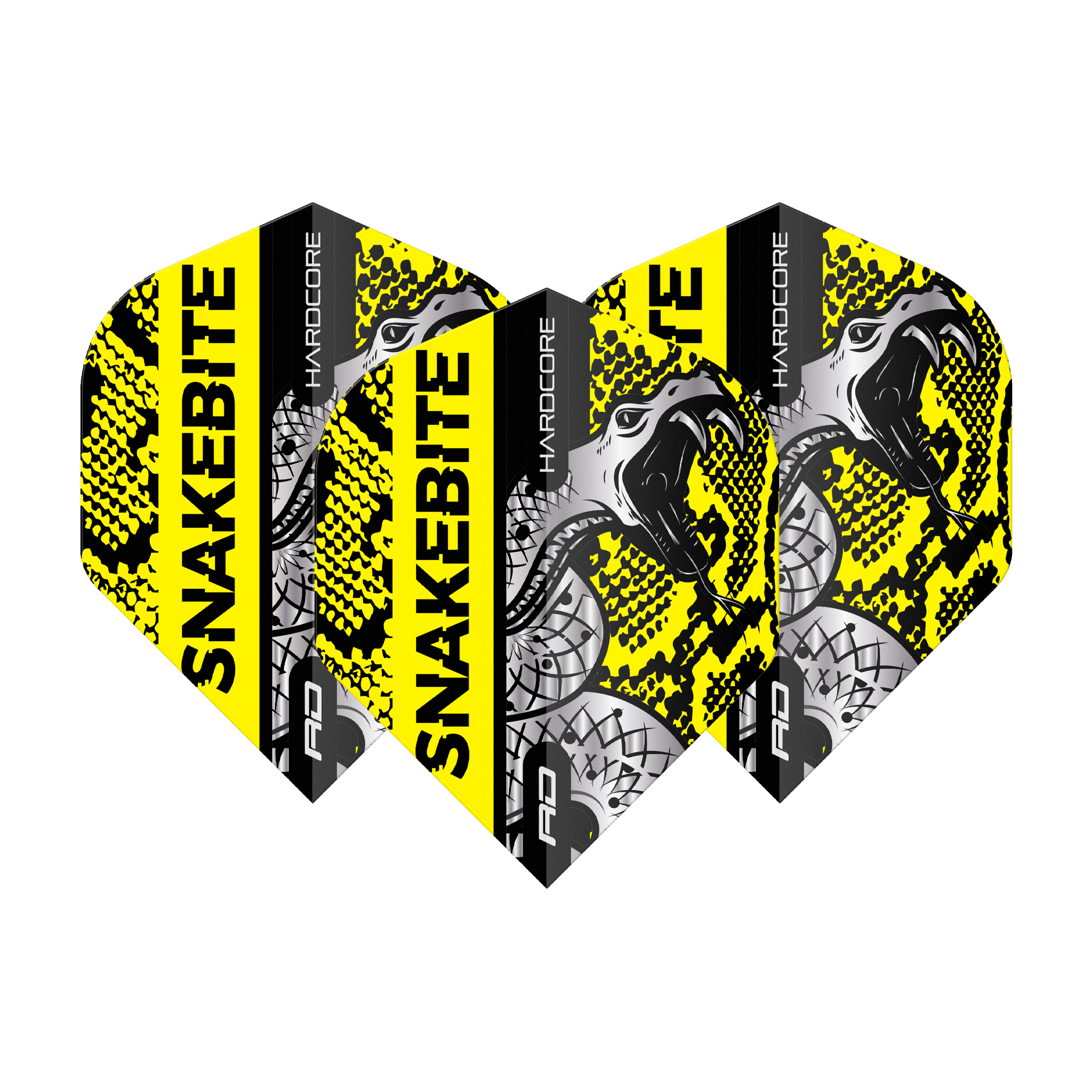 Red Dragon Peter Wright Hardcore Coiled Snake Standard Dart Flights Black/Yellow Flights