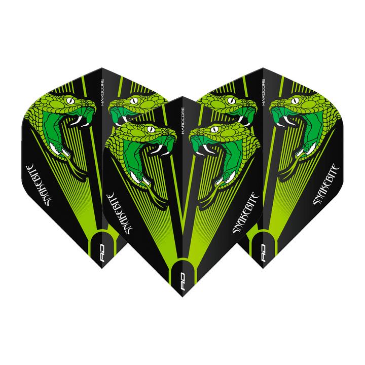 Red Dragon Peter Wright Hardcore Snake Head Standard Dart Flights Green Flights