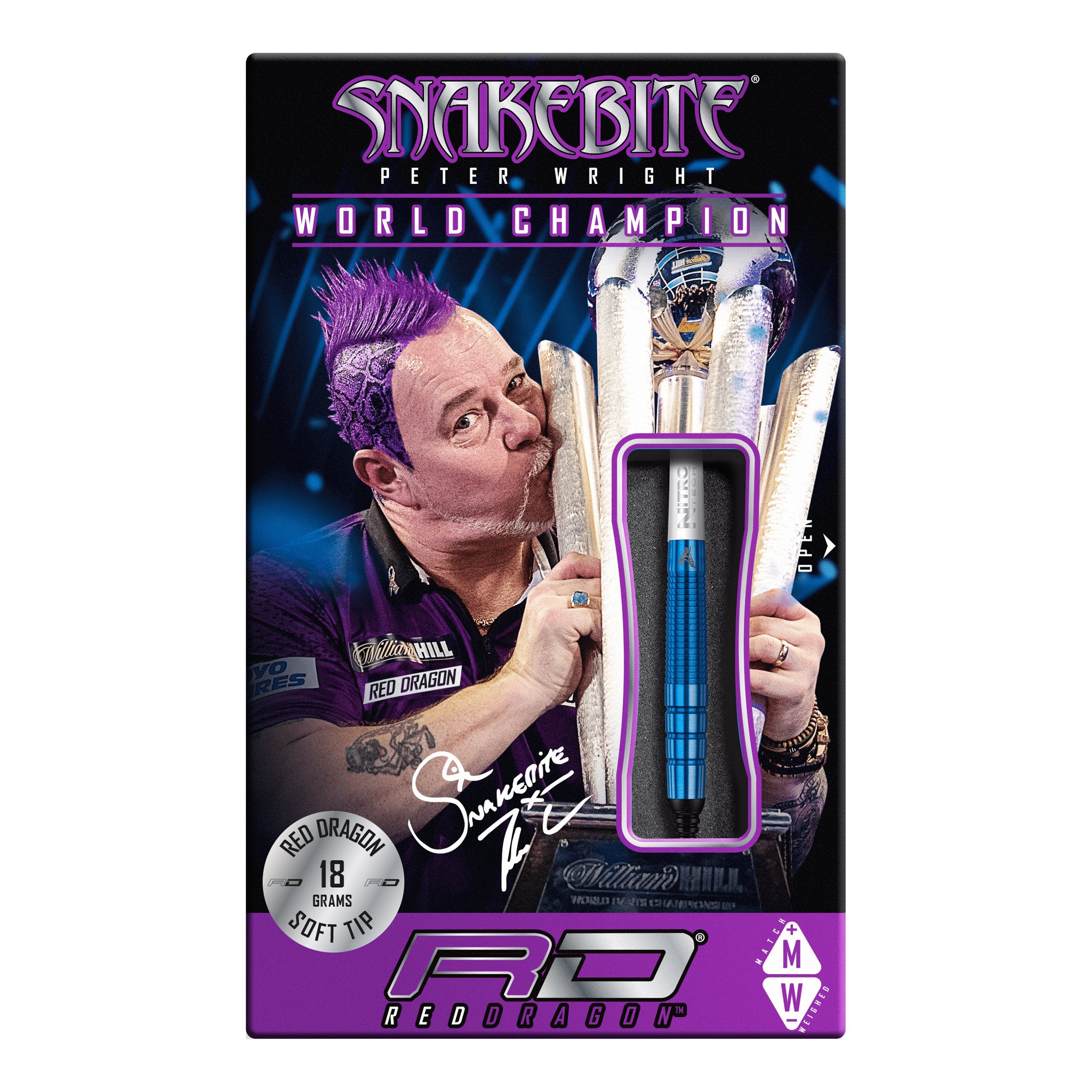 Red Dragon Peter Wright PL15 Blue - 90% Tungsten Soft Tip Darts 18 Grams Darts