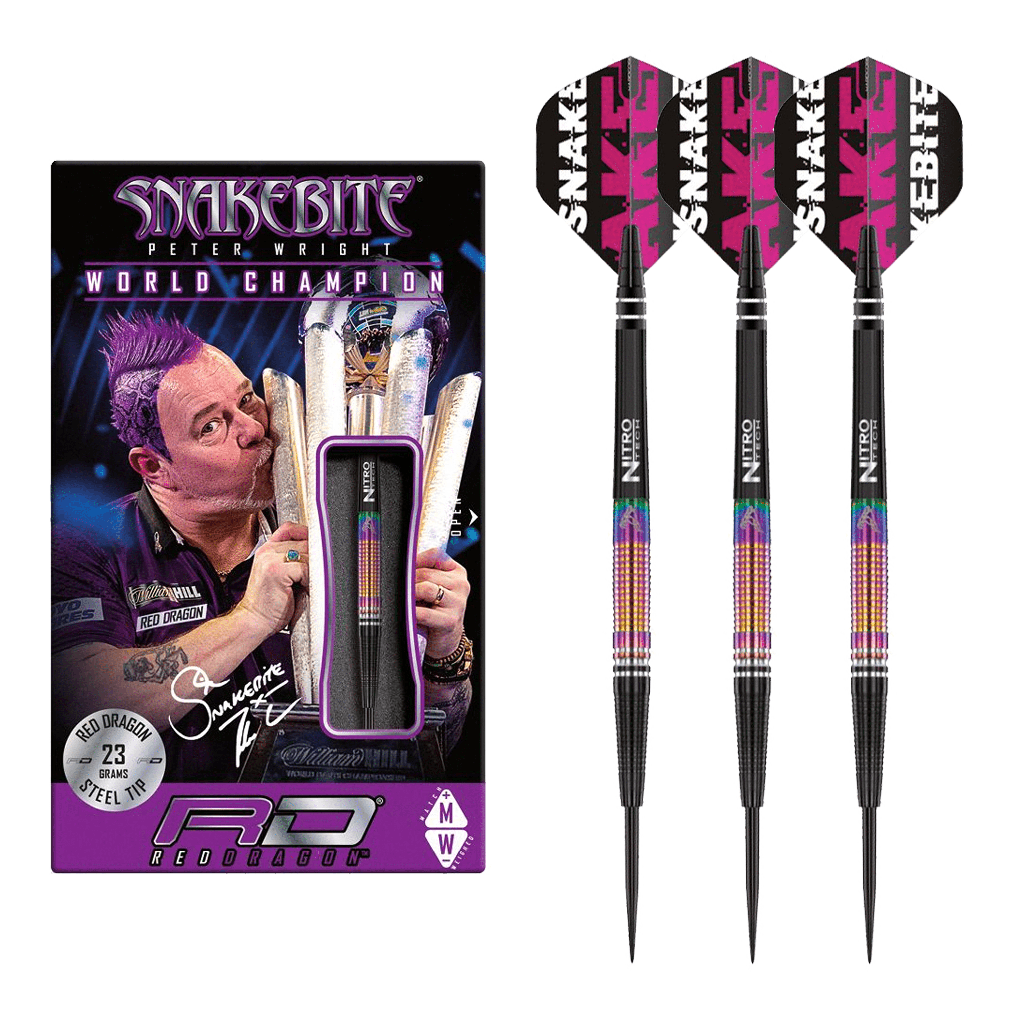 Red Dragon Peter Wright Tapered Special Edition Steel Tip Darts - 90% Tungsten - 21 Grams Darts