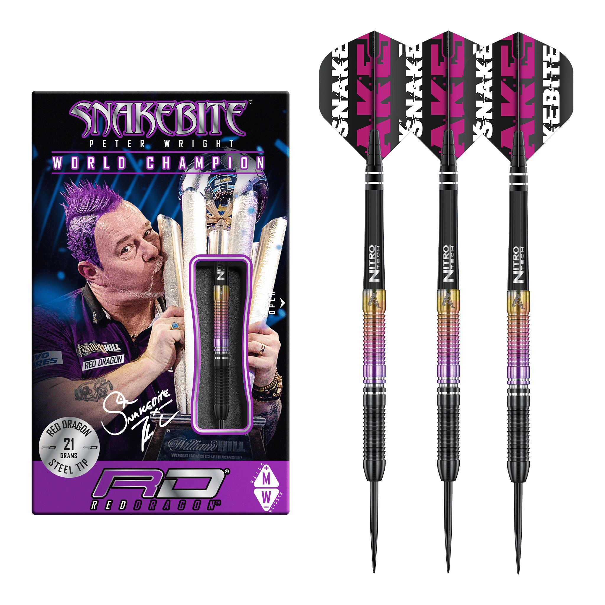 Red Dragon Peter Wright World Champion Special Edition 2020 Steel Tip Darts - 90% Tungsten - 21 Grams Darts