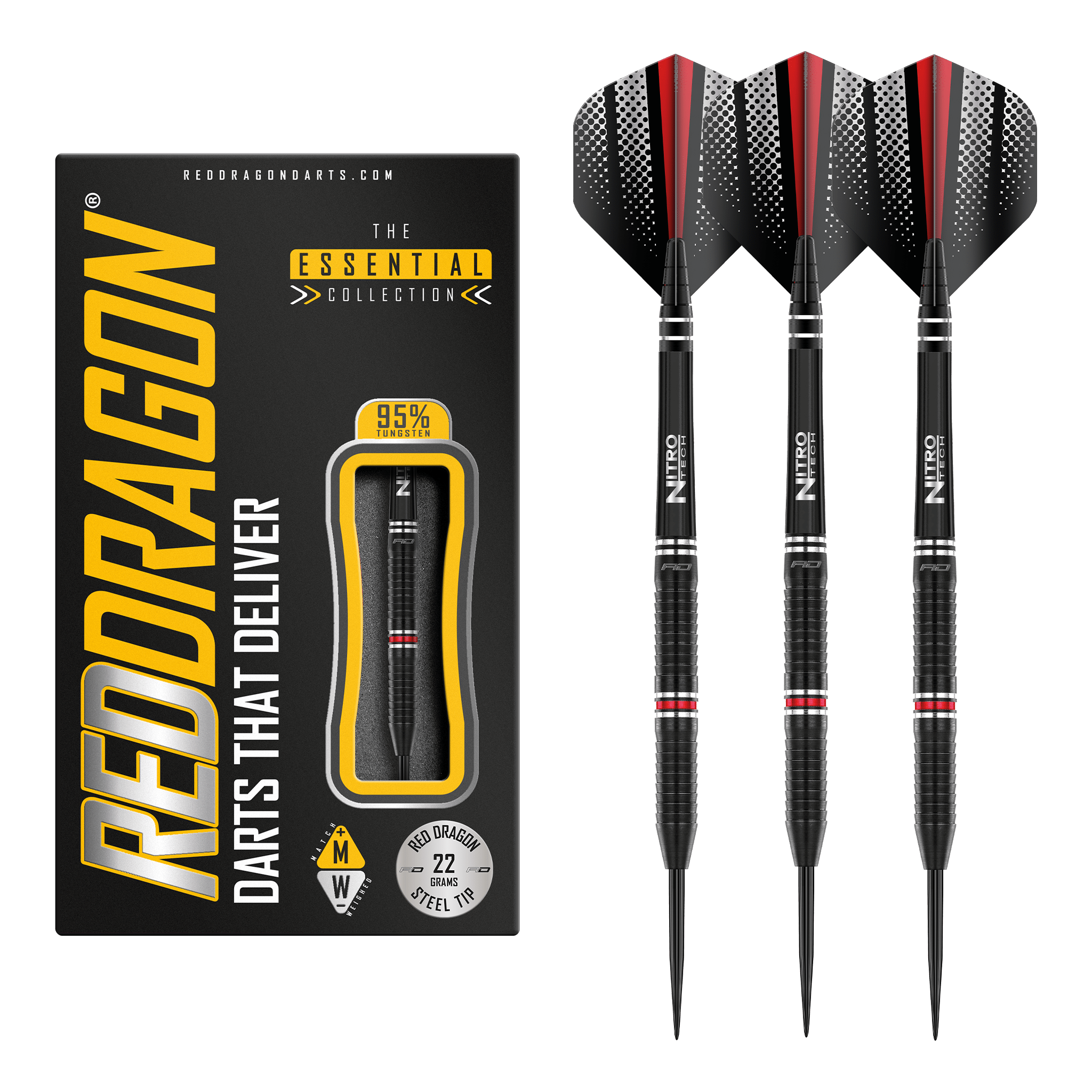 Red Dragon Razor Edge ZX-95 Steel Tip Darts - 95% Tungsten - 22 Grams Darts