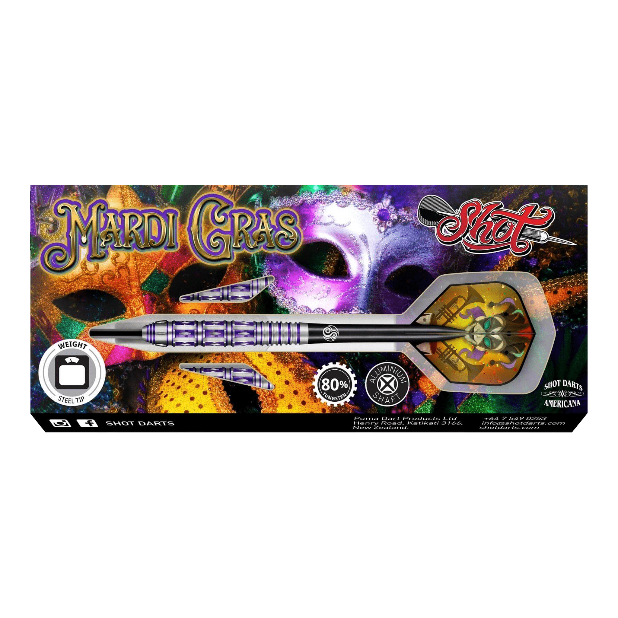 Shot Americana Mardi Gras - 80% Tungsten Steel Tip Darts Darts