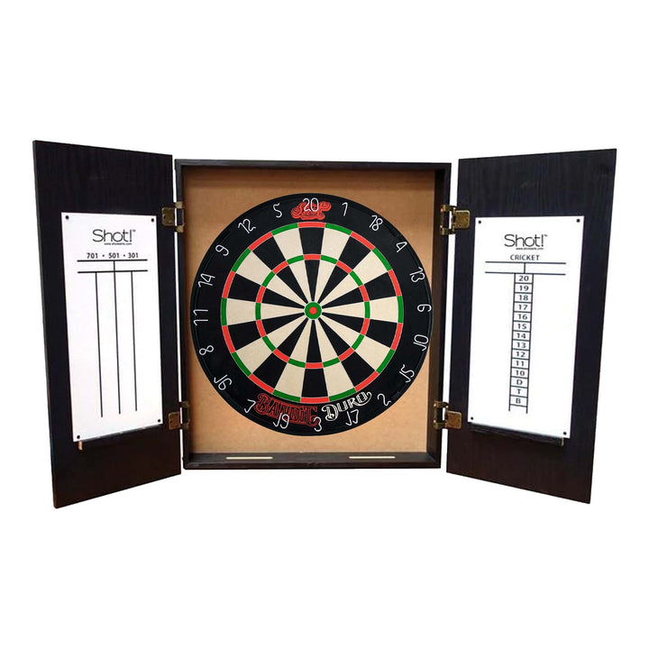 Shot Bandit Dartboard & Quantum Cabinet Bundle Bandit Duro / Black Boards