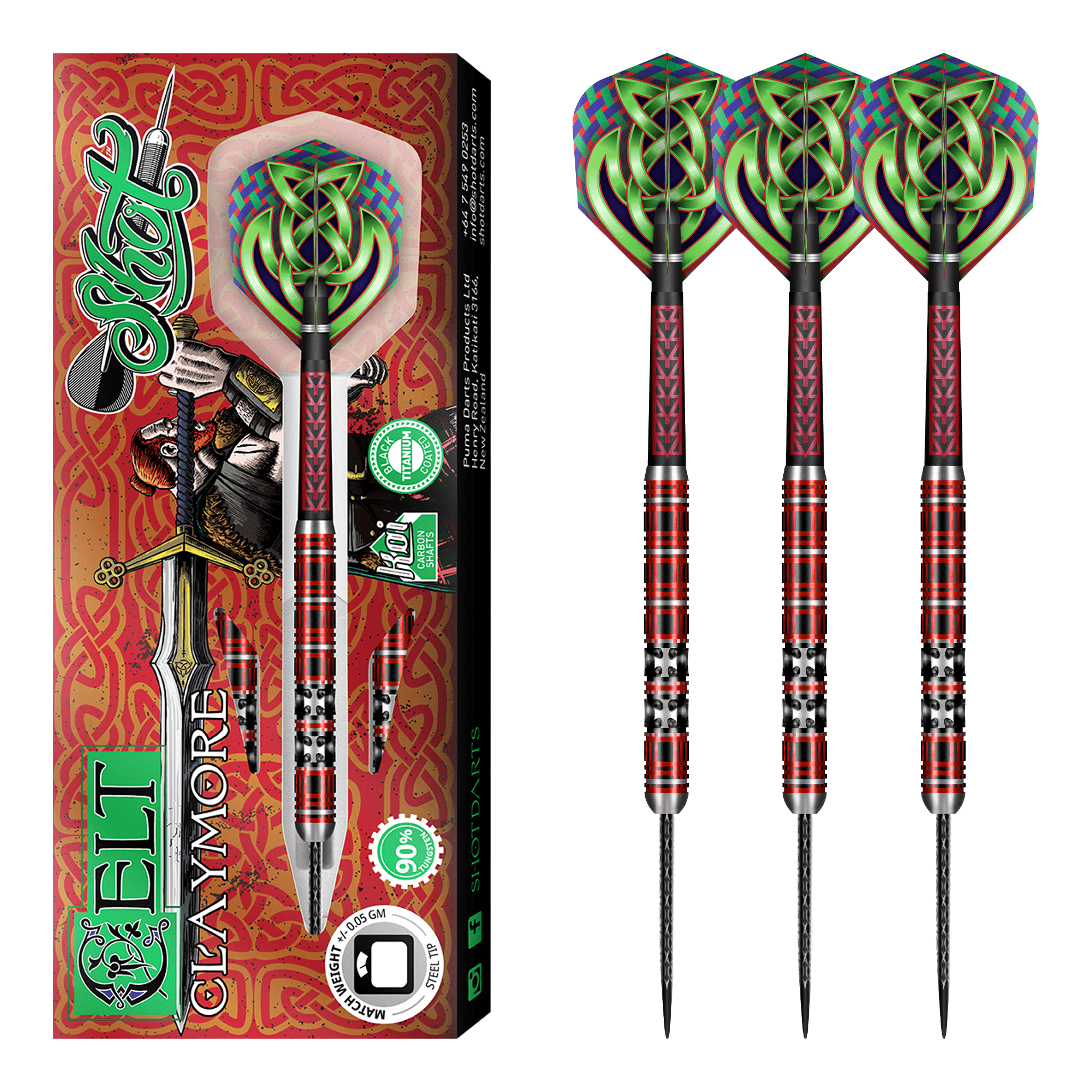 Shot Celt Claymore - 90% Tungsten Steel Tip Darts 23 Grams Darts