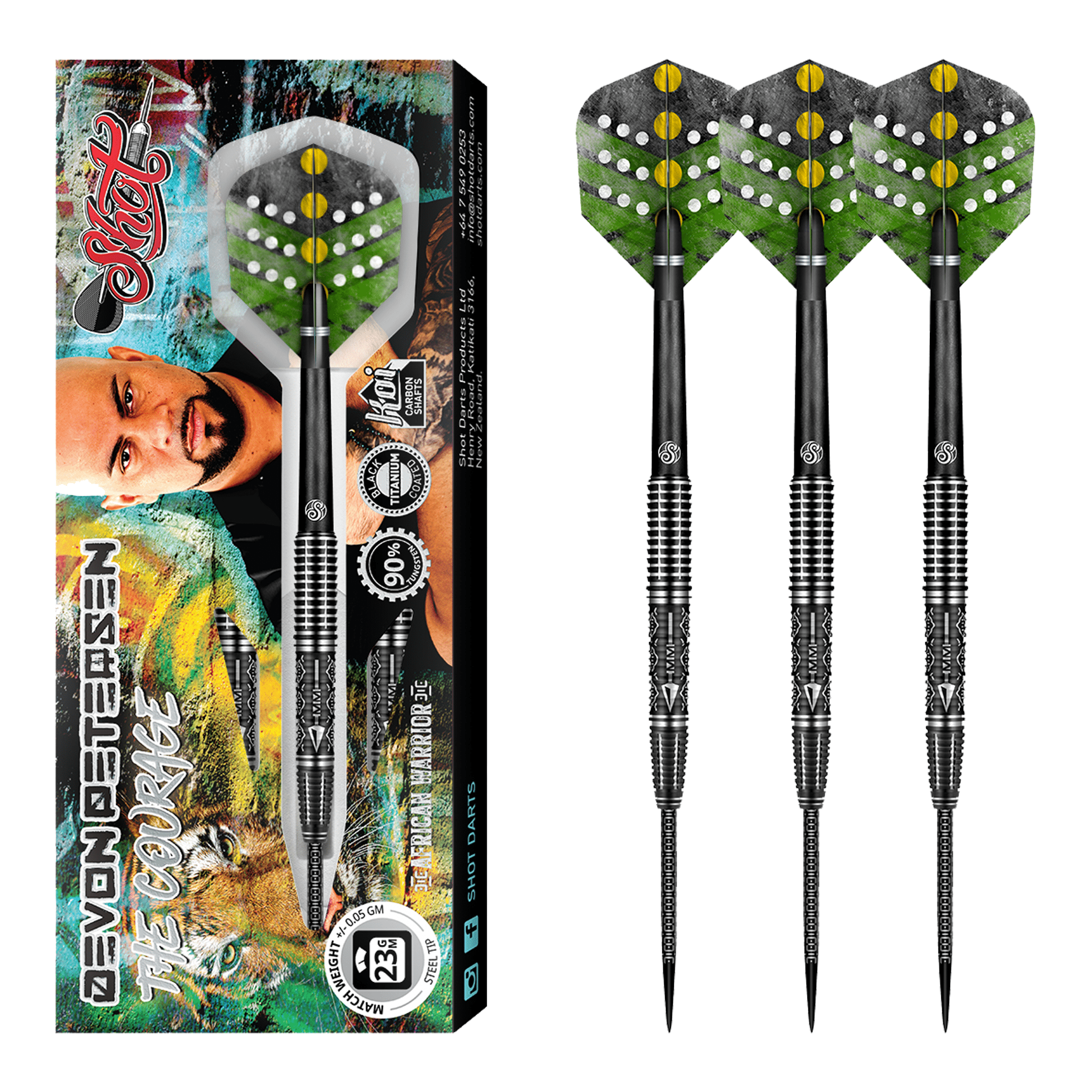 Shot Devon Peterson The Courage - 90% Tungsten Steel Tip Darts 23 Grams Darts