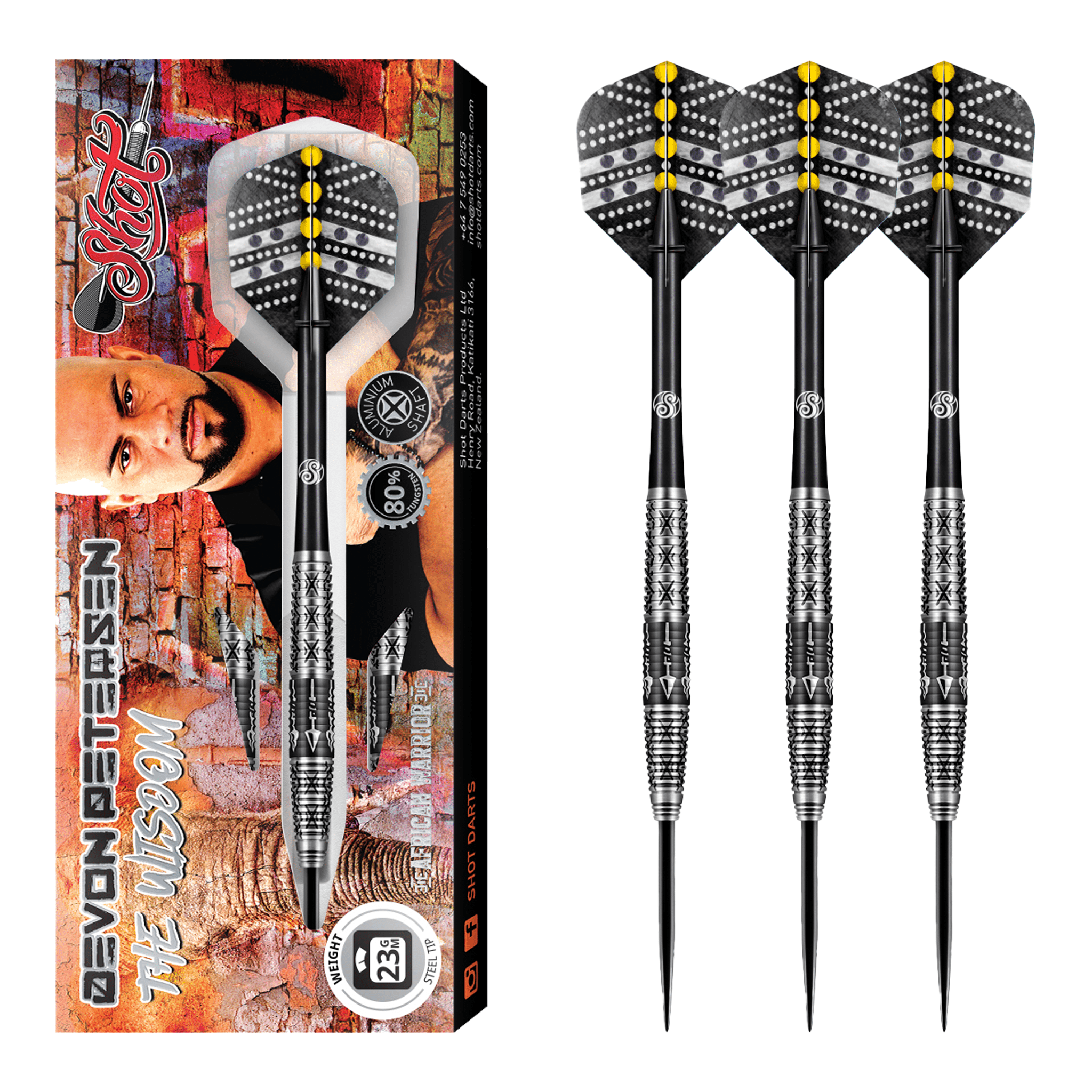 Shot Devon Peterson The Wisdom - 80% Tungsten Steel Tip Darts 26 Grams Darts