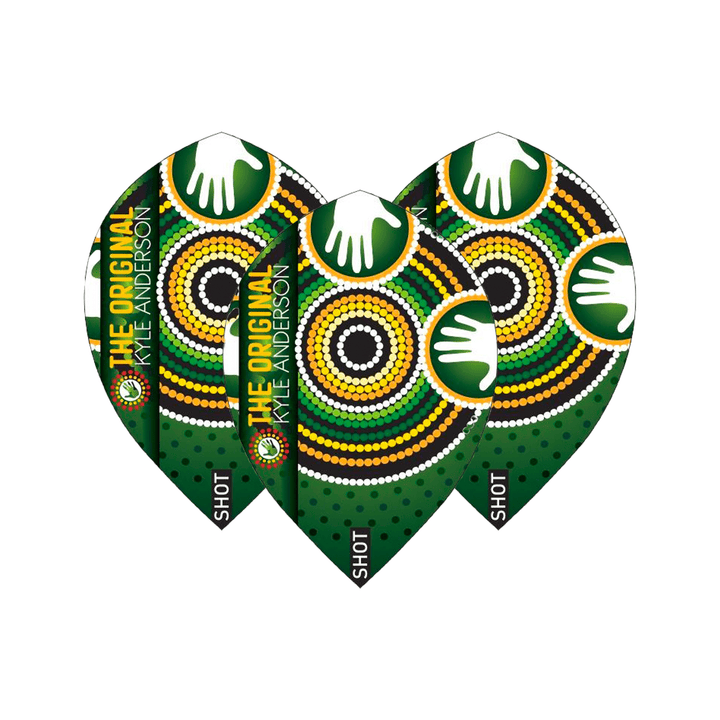 Shot Kyle Anderson Battler Dart Flights Tear Drop / Green Flights