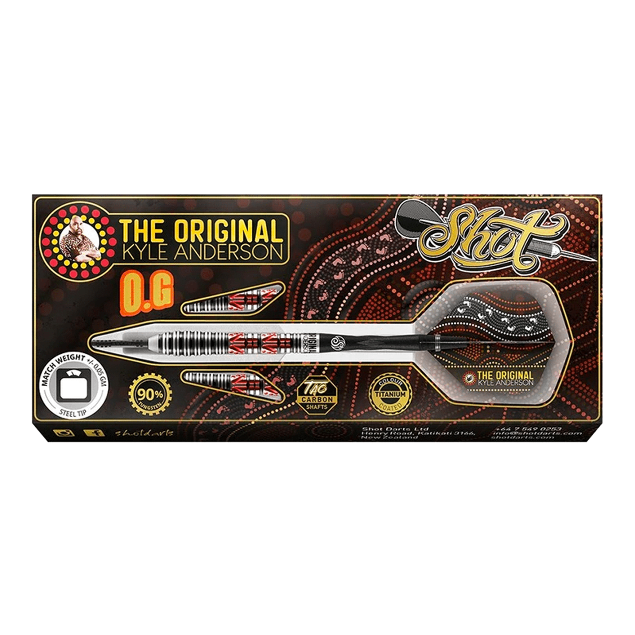 Shot Kyle Anderson The Original Steel Tip Darts - 90% Tungsten - 22 Grams Darts