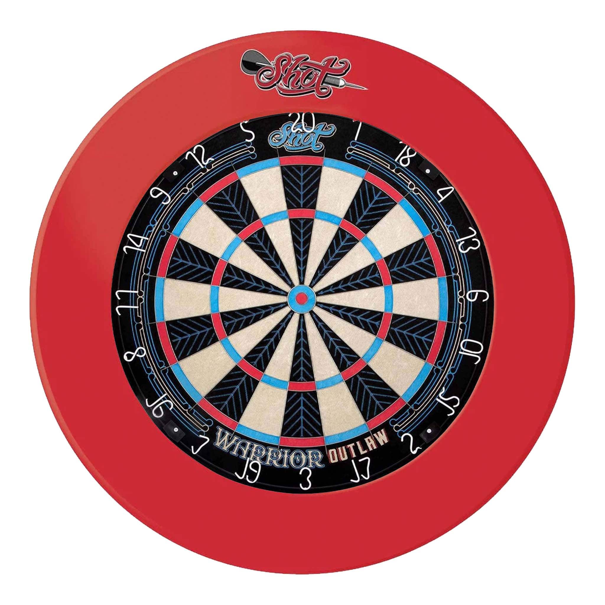 Shot Outlaw Dartboard & One Piece Surround Bundle Warrior Outlaw / Red Boards