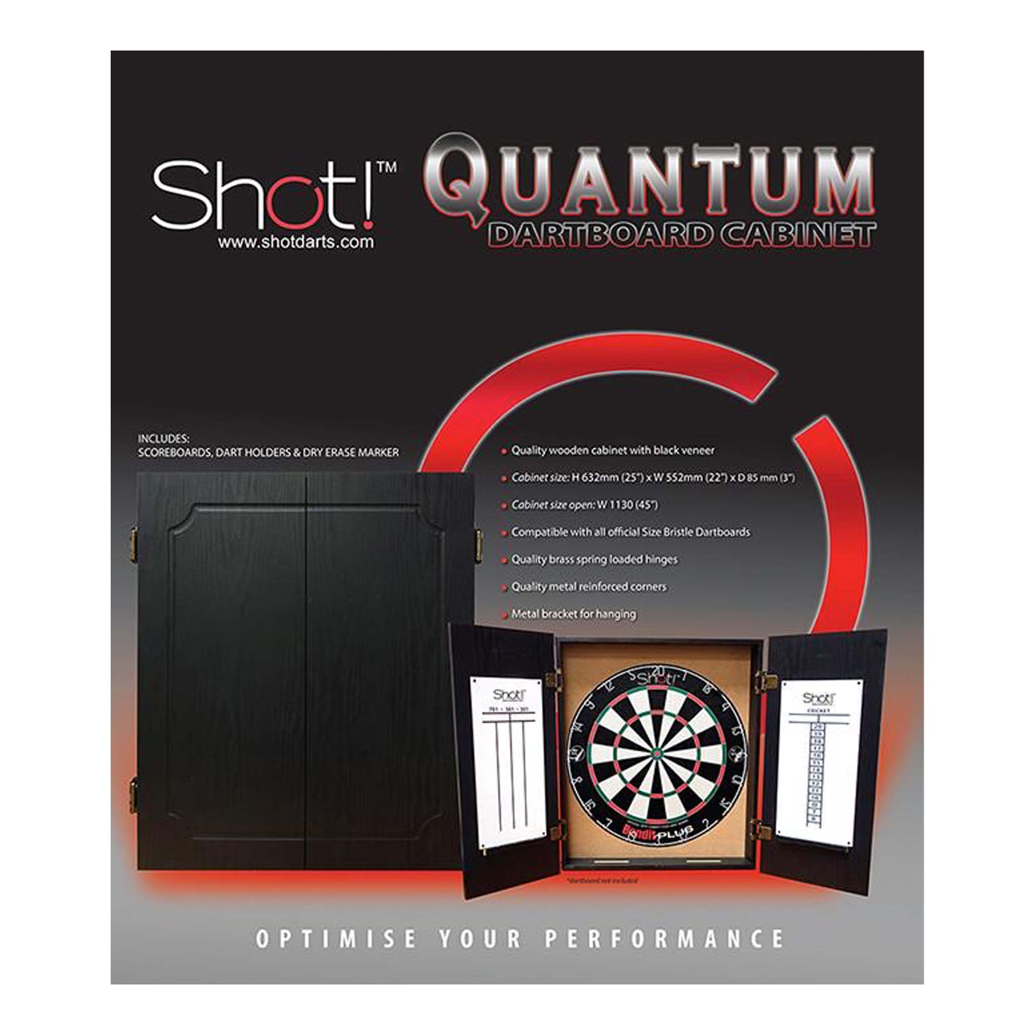 Shot Outlaw Dartboard & Quantum Cabinet Bundle Boards