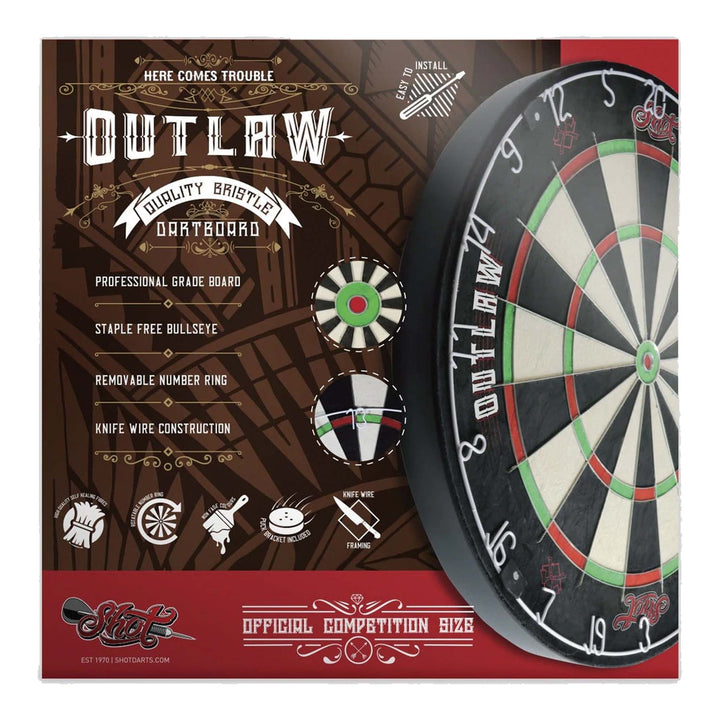 Shot Outlaw Dartboard & Quantum Cabinet Bundle Boards