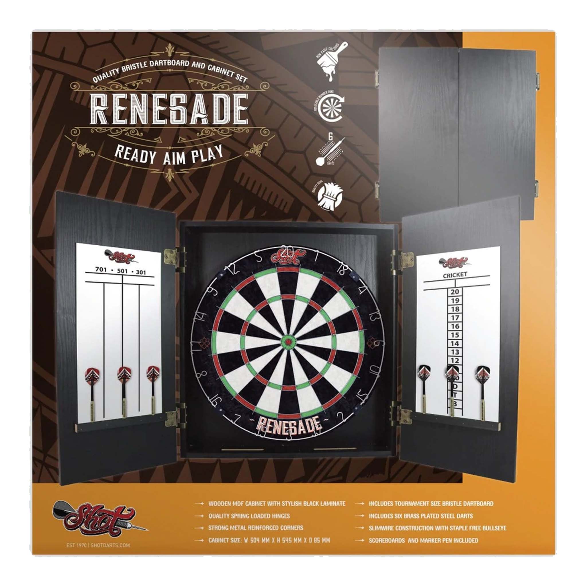 Shot Renegade - Complete Darts Set Black Boards