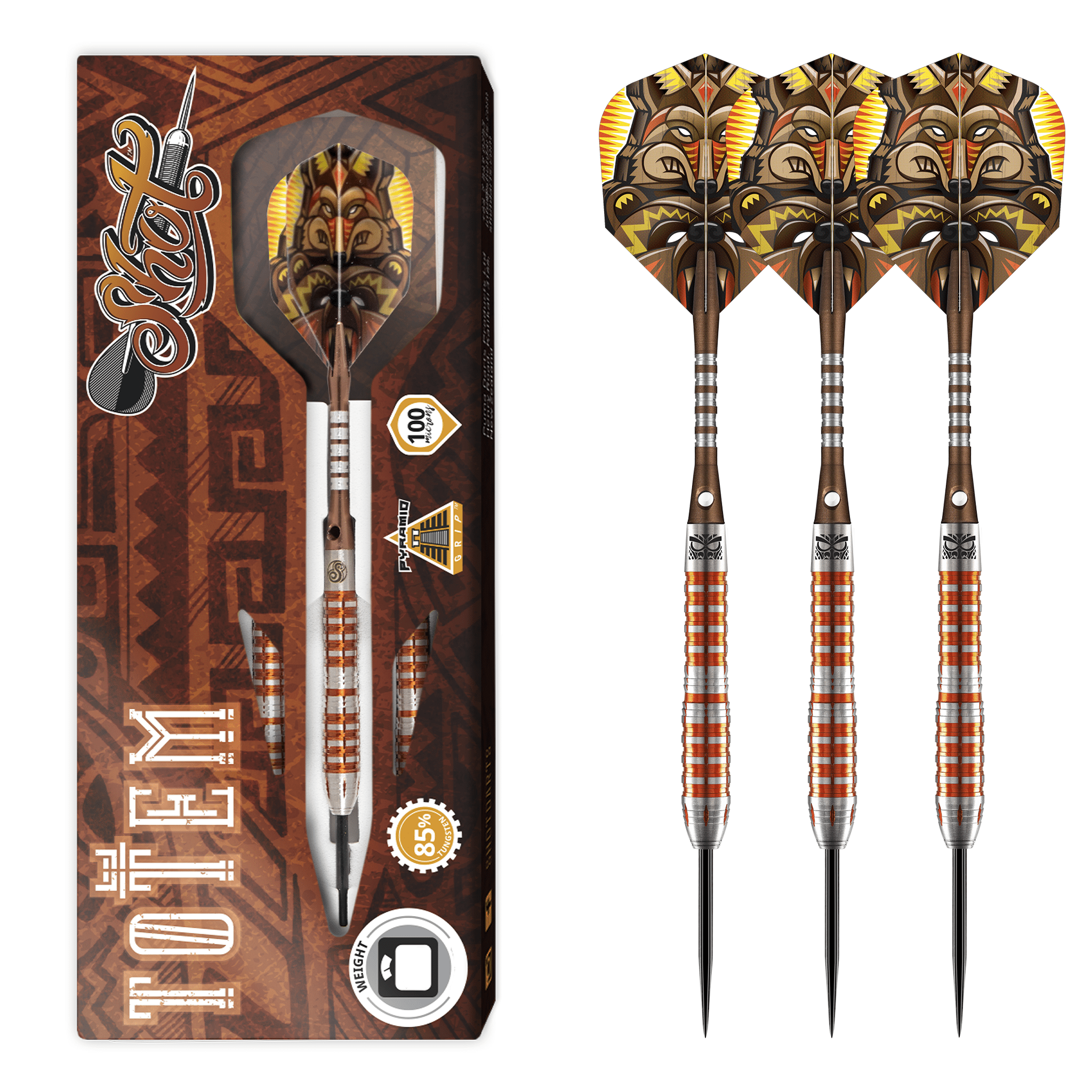 Shot Totem 3 Series Steel Tip Darts - 85% Tungsten - 22 Grams Darts