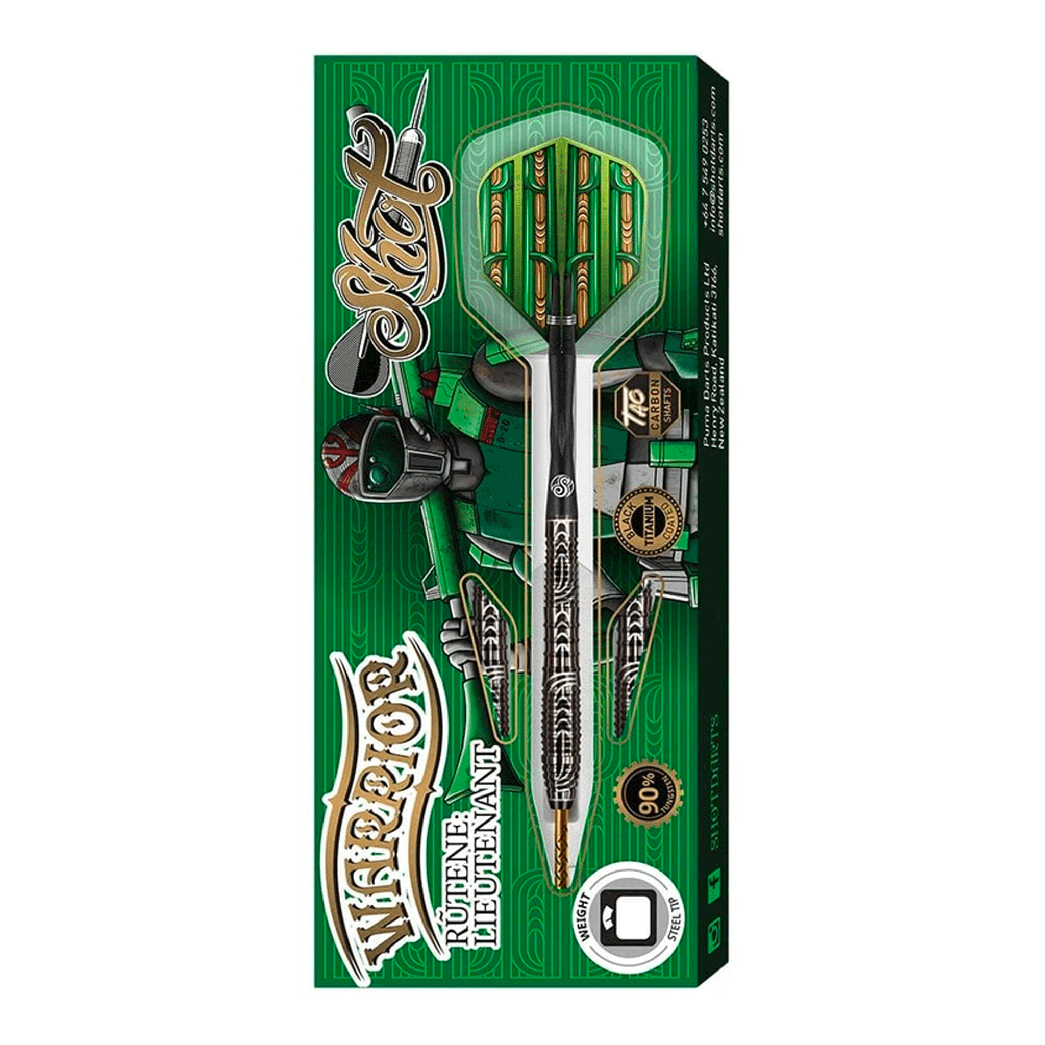 Shot Warrior Rutene Steel Tip Darts - 90% Tungsten - 22 Grams Darts