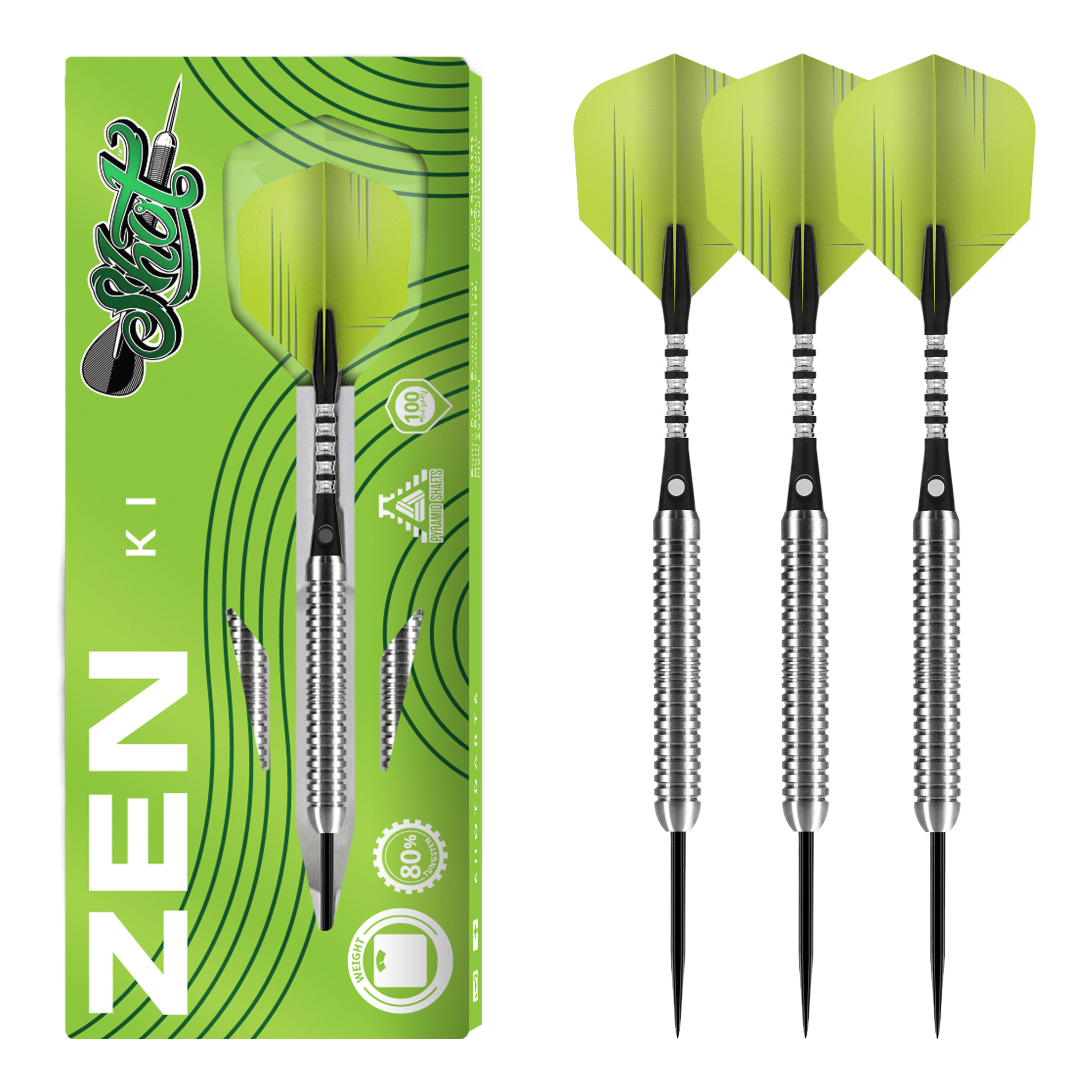 Shot Zen Ki Steel Tip Darts - 80% Tungsten - 22 Grams Darts
