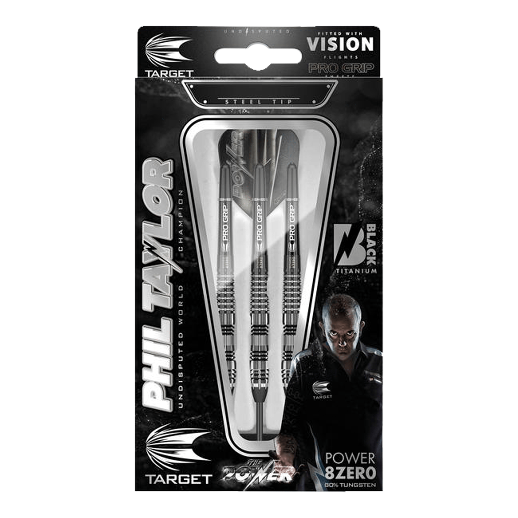 Target Phil Taylor Power 8Zero Black - 80% Tungsten Steel Tip Darts Darts