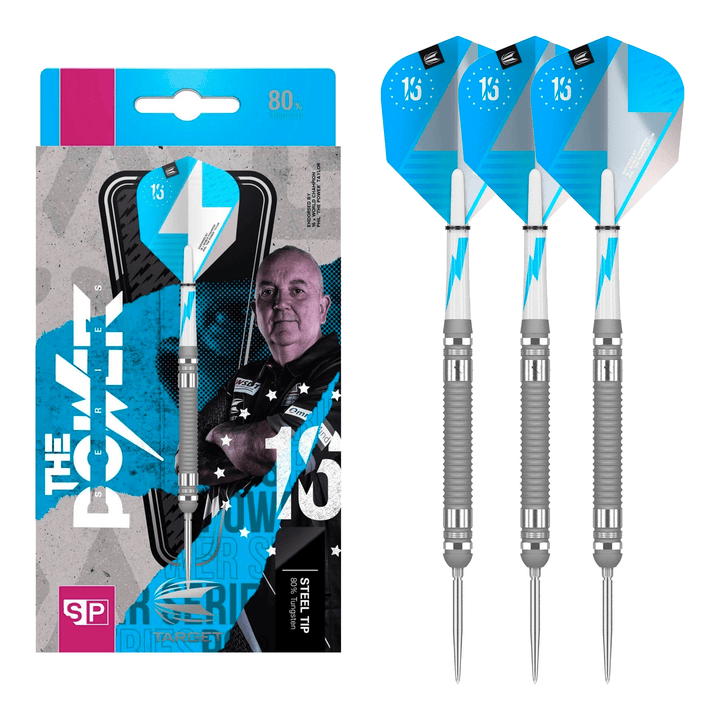 Target Phil Taylor Power Series Silver Swiss Point - 80% Tungsten Steel Tip Darts 24 Grams Darts