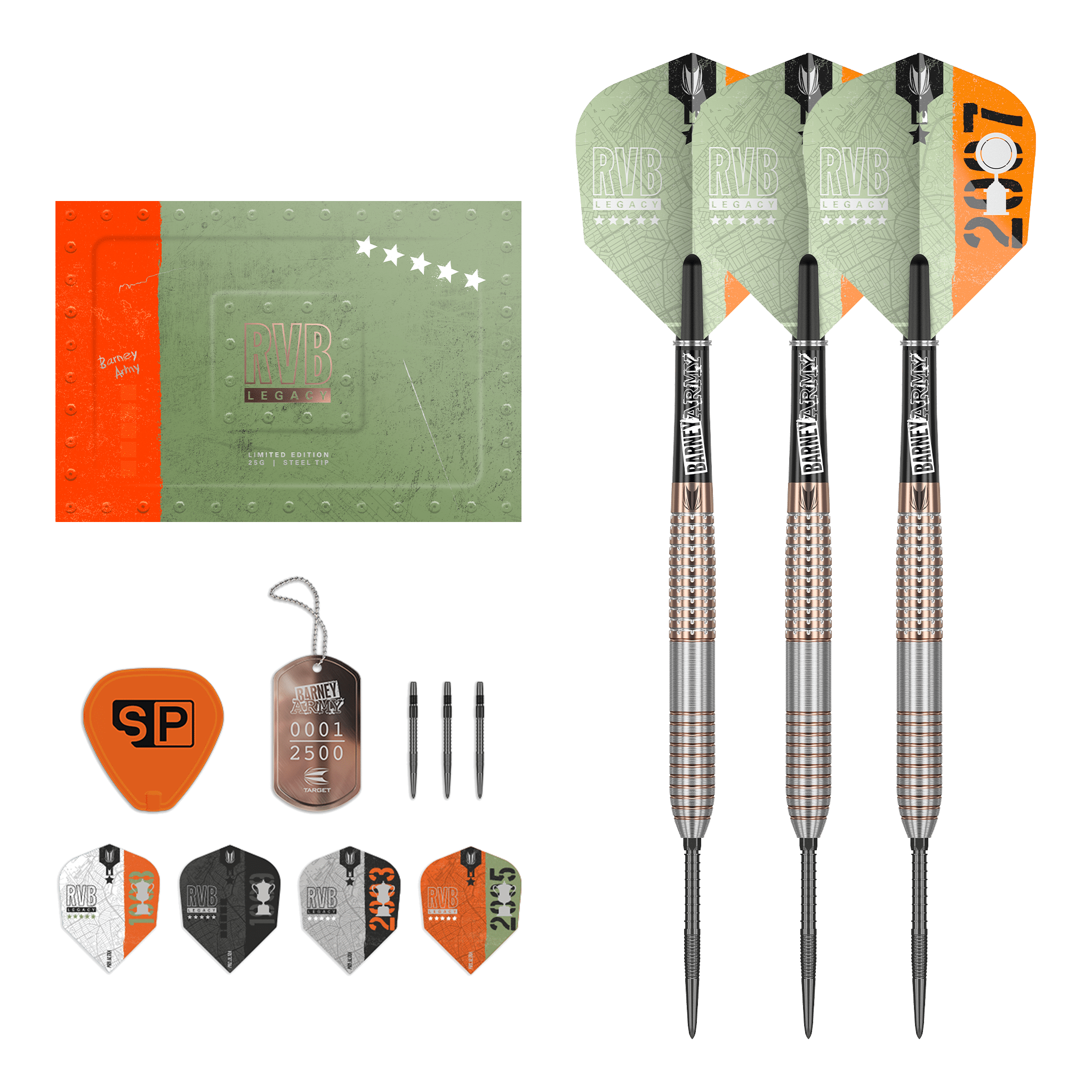 Target RVB Legacy Limited Edition Swiss Point Steel Tip Darts - 95% Tungsten - 25 Grams Darts