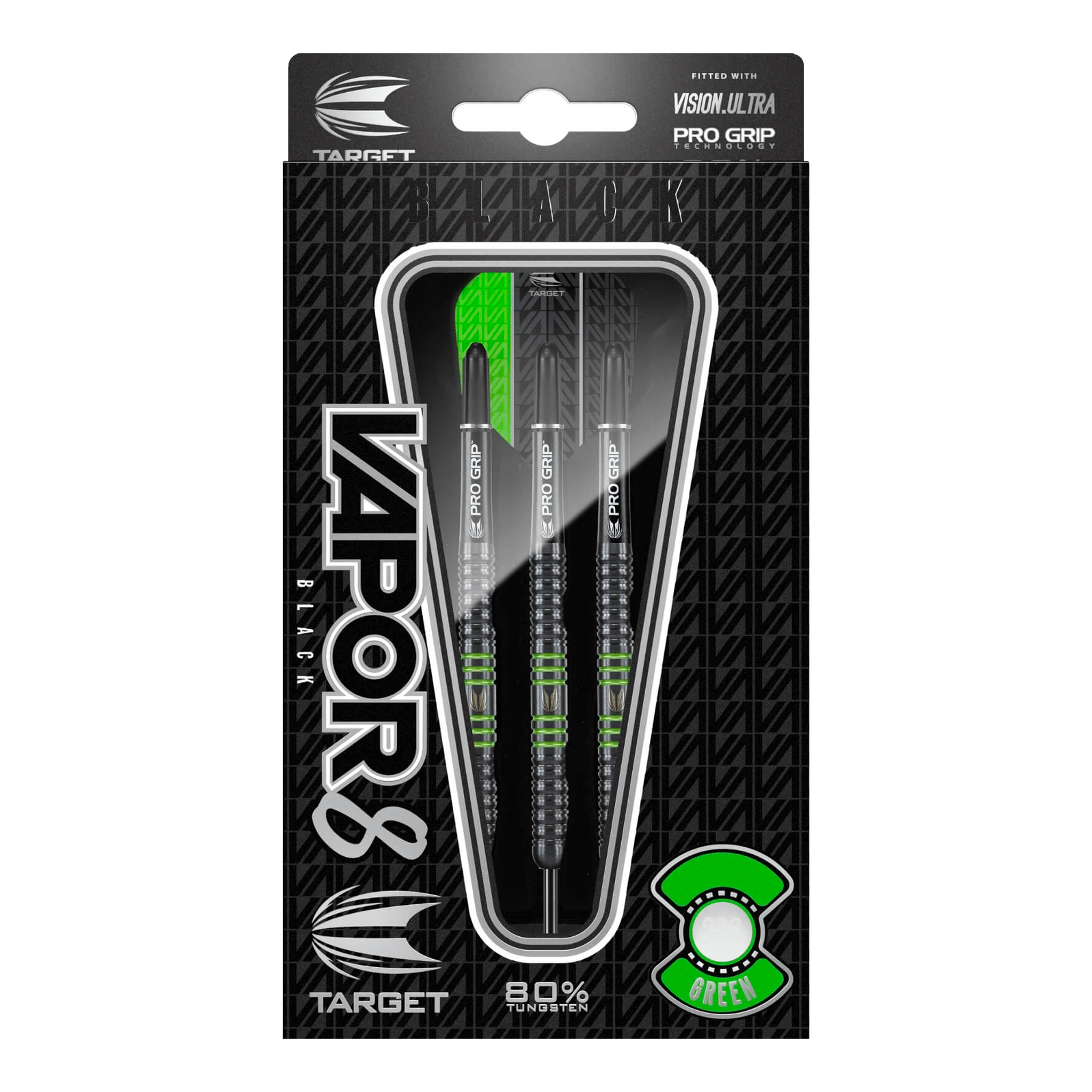 Target Vapor 8 Black & Green - 80% Tungsten Steel Tip Darts Darts