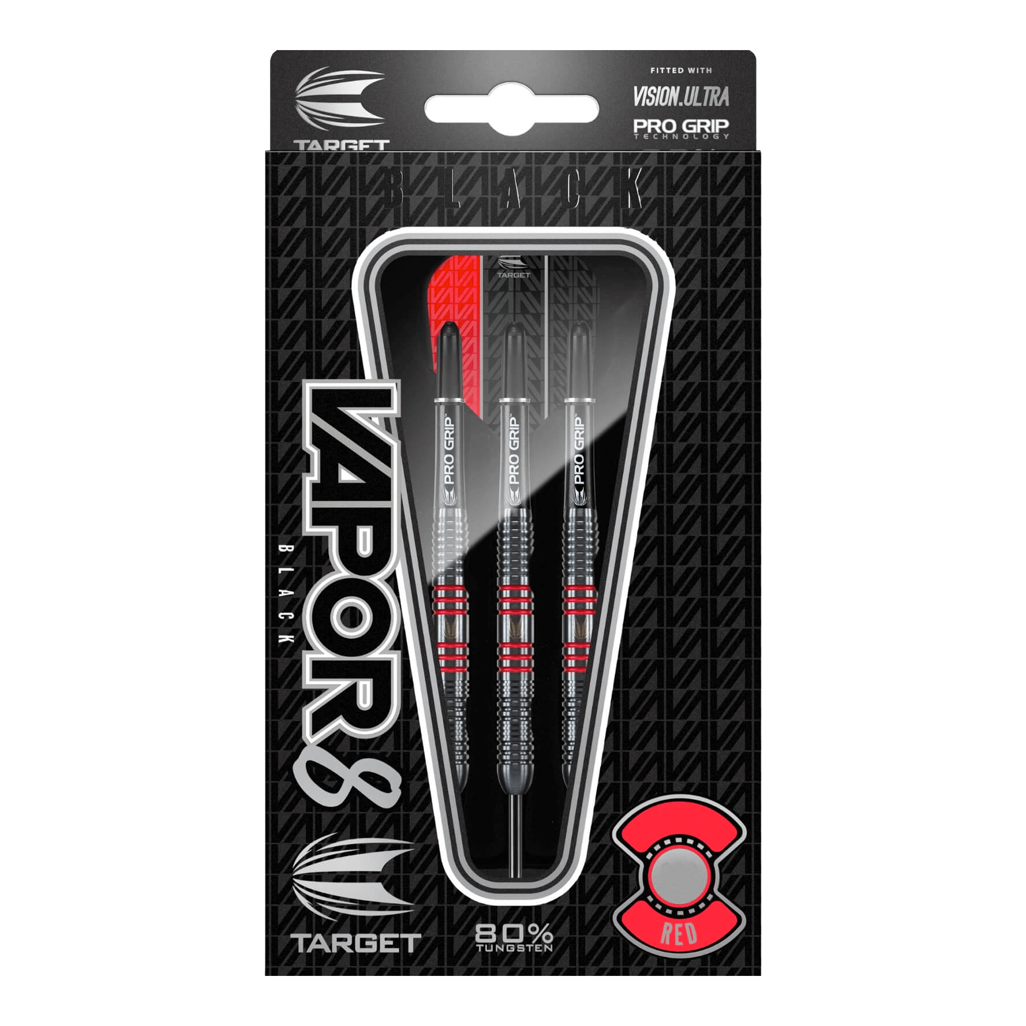 Target Vapor 8 Black & Red - 80% Tungsten Steel Tip Darts Darts