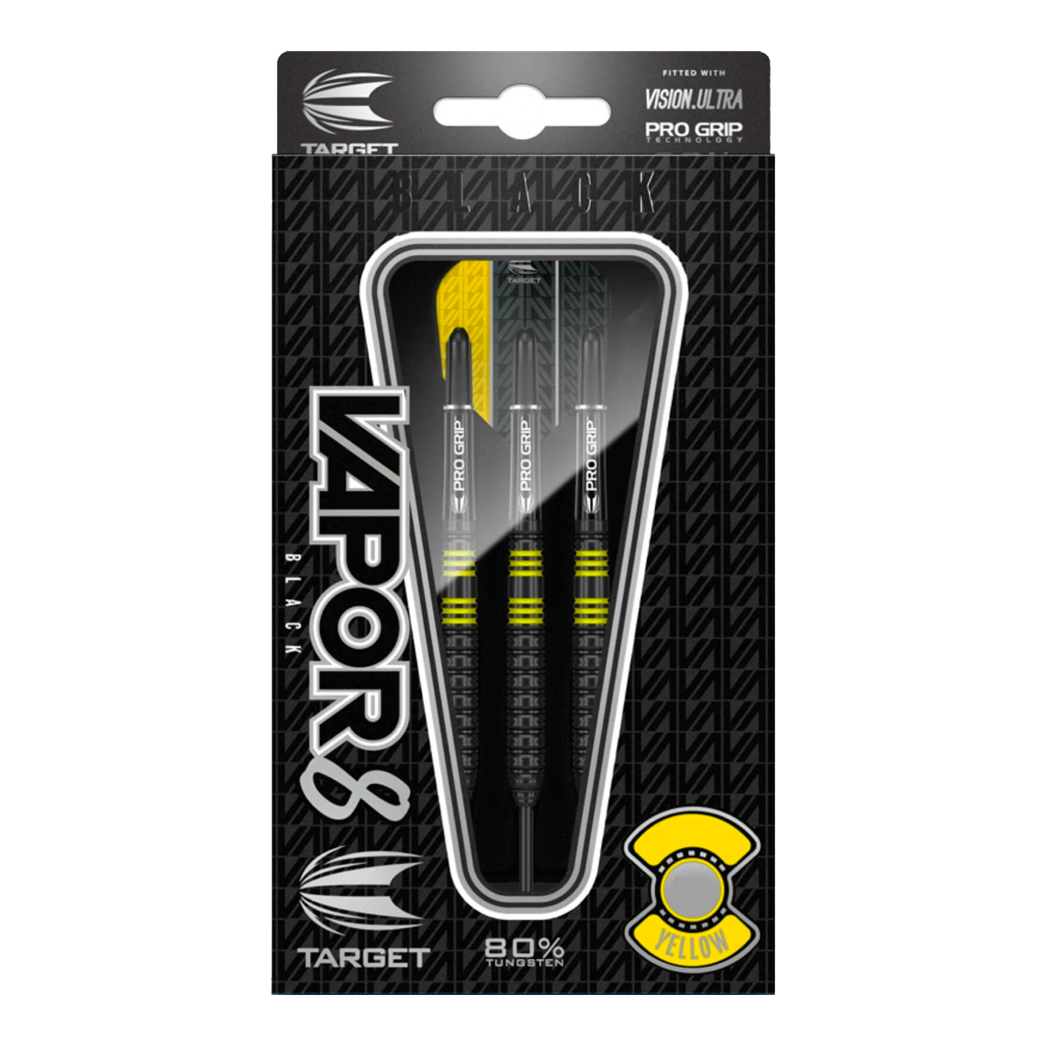 Target Vapor 8 Black & Yellow - 80% Tungsten Steel Tip Darts Darts