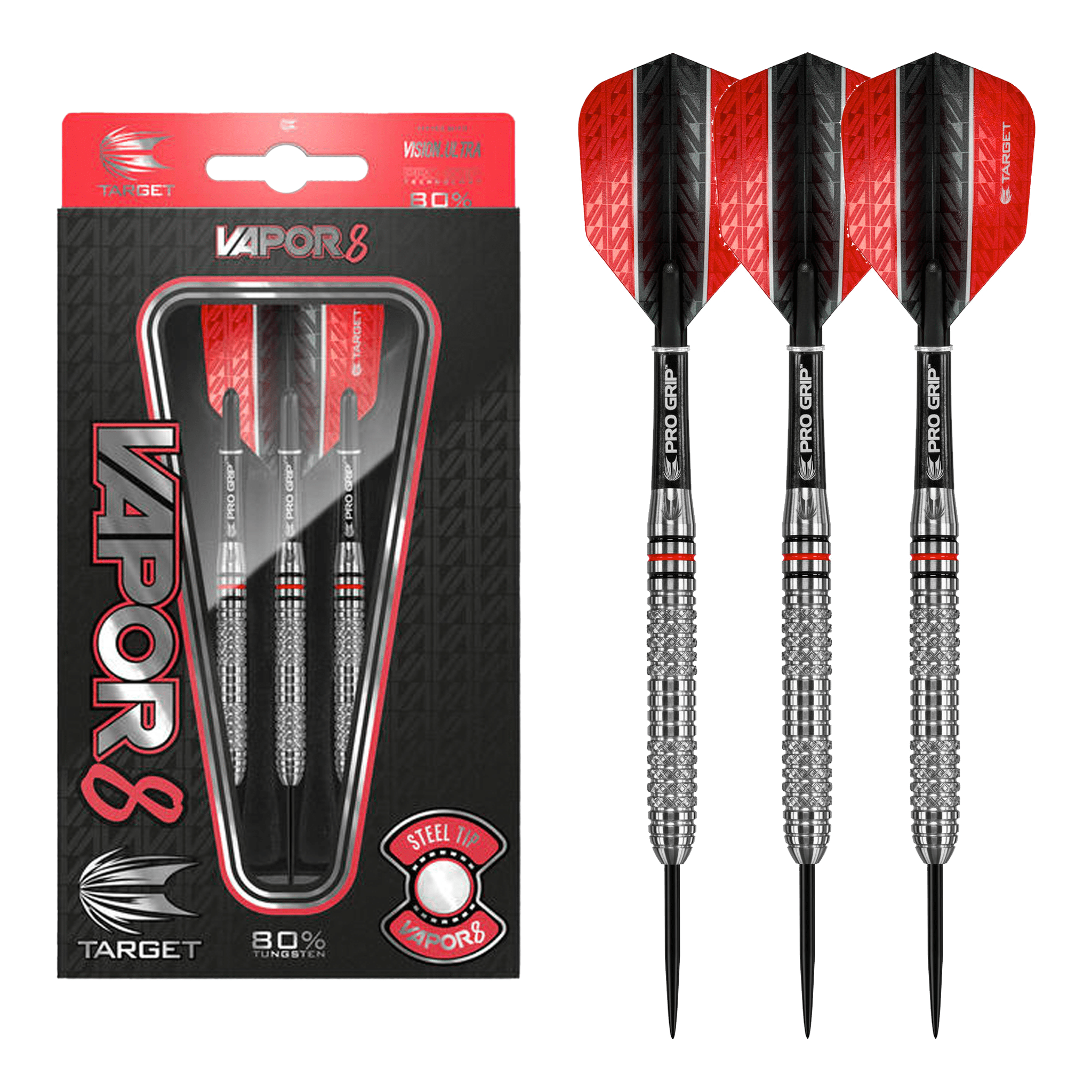 Target Vapor8 02 Steel Tip Darts - 80% Tungsten - 26 Grams Darts