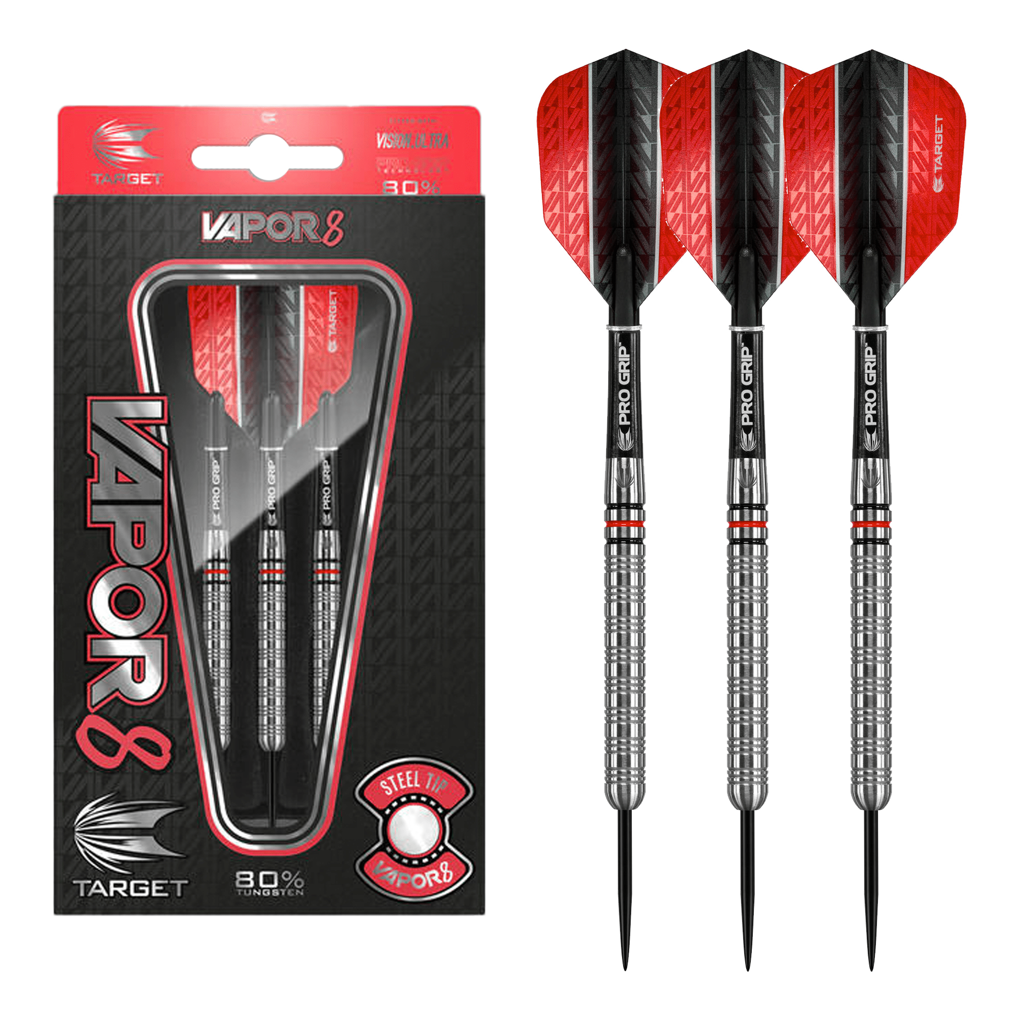 Target Vapor8 06 Steel Tip Darts - 80% Tungsten - 23 Grams Darts