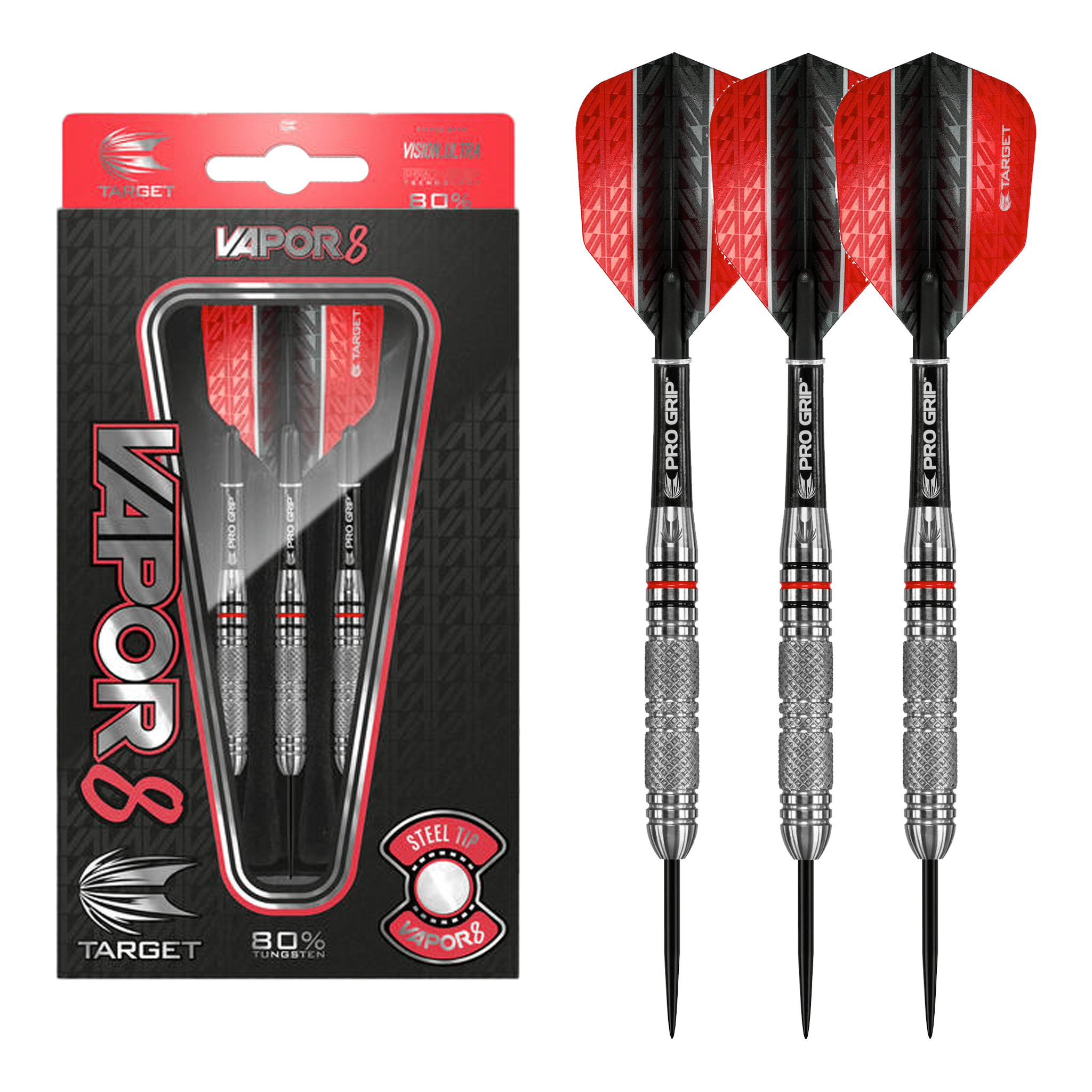 Target Vapor8 07 Steel Tip Darts - 80% Tungsten - 24 Grams Darts