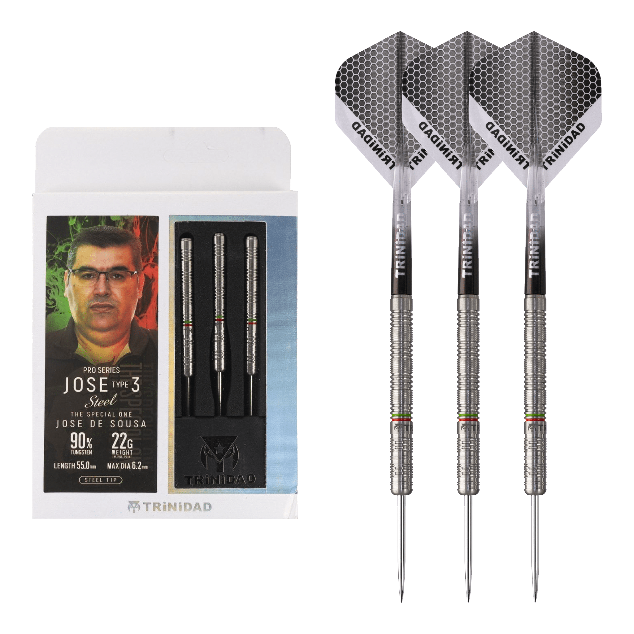 Trinidad Jose De Sousa Type 3  Steel Tip Darts - 90% Tungsten - 22 Grams Darts