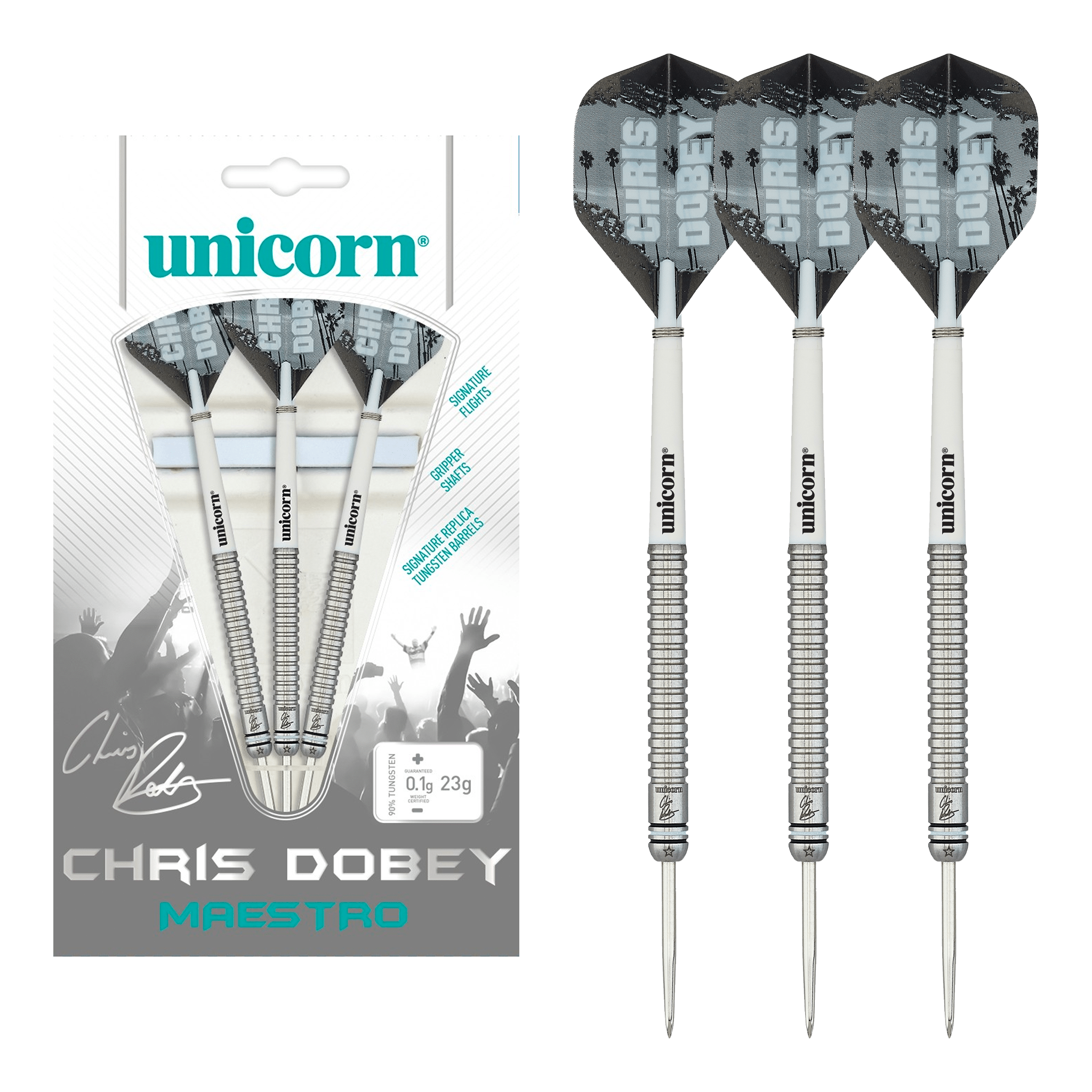 Unicorn Chris Dobey Maestro - 90% Tungsten Steel Tip Darts 21 Grams Darts
