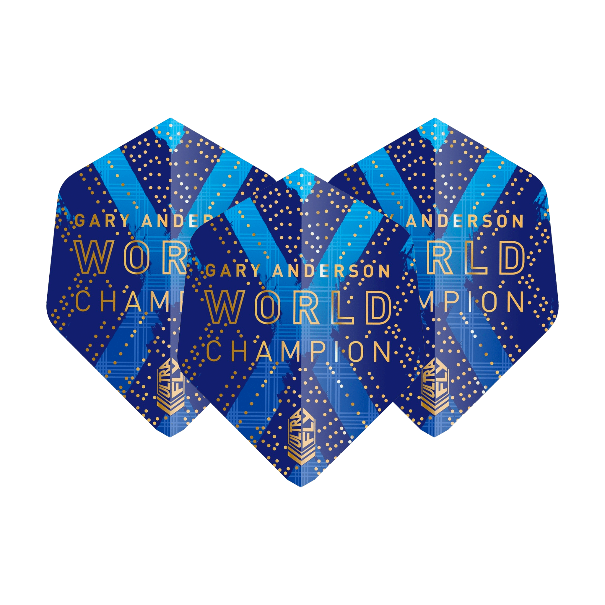 Unicorn Gary Anderson World Champion Phase 6 - Ultrafly Dart Flights AR2 / Blue & Gold Flights