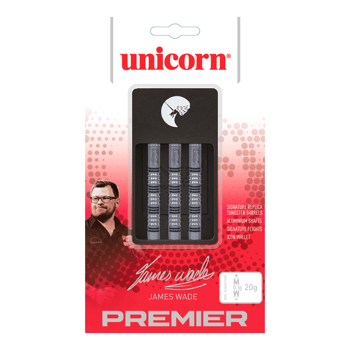 Unicorn James Wade Premier Phase 2 Steel Tip Darts - 90% Tungsten - 20 Grams Darts