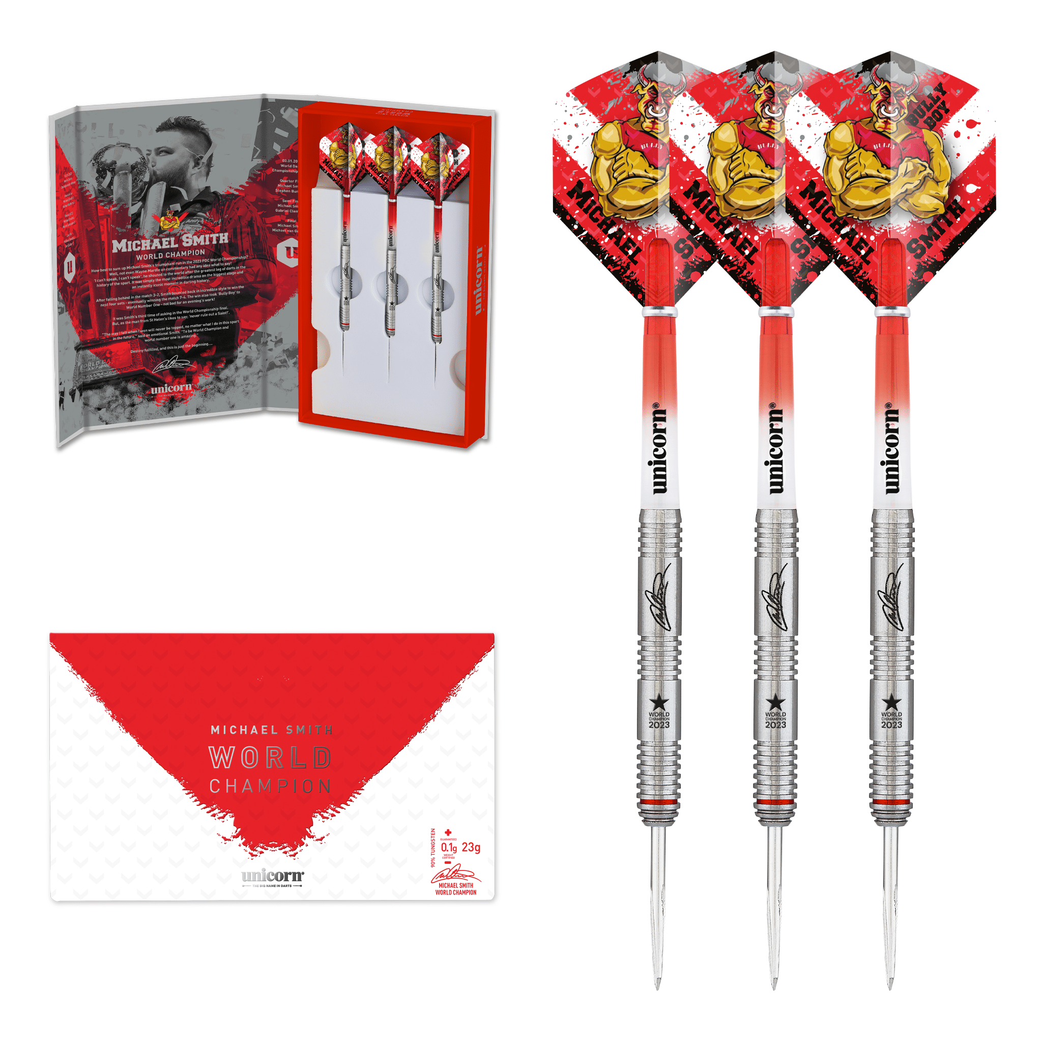 Unicorn Michael Smith 2023 World Champion - 90% Tungsten Steel Tip Darts 22 Grams Darts