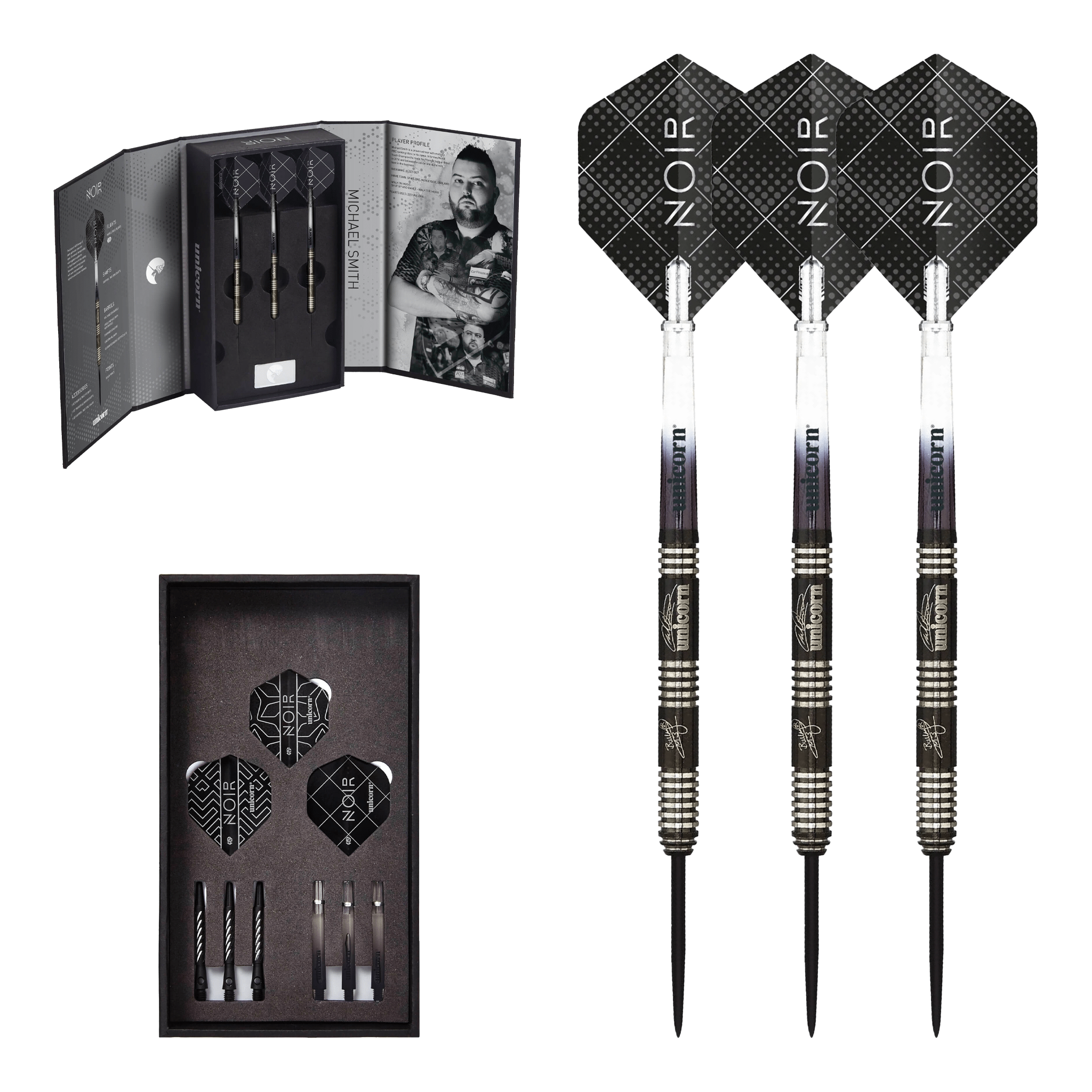 Unicorn Michael Smith Noir - 90% Tungsten Steel Tip Darts 22 Grams Darts