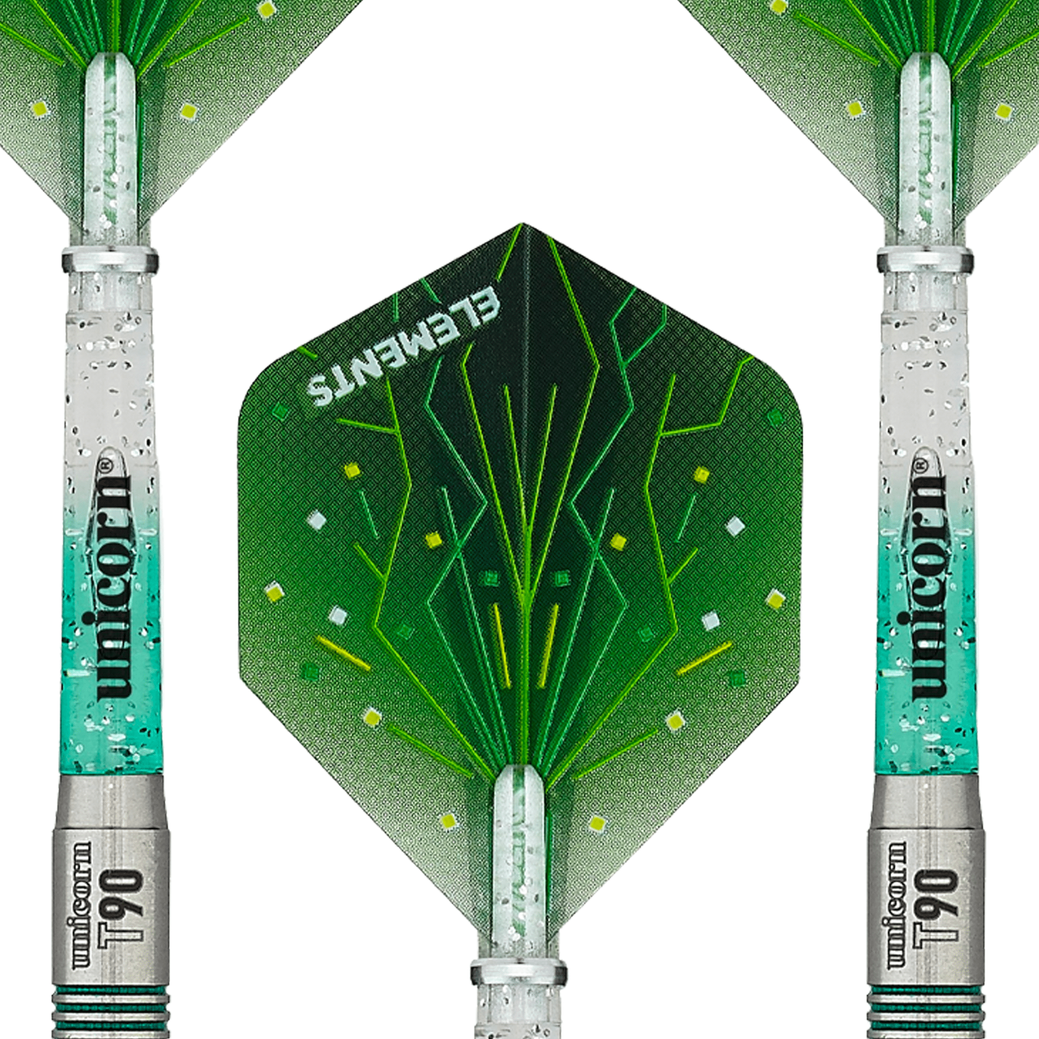 Unicorn T90 Core XL Green Type 1 Steel Tip Darts - 90% Tungsten - 21 Grams Darts