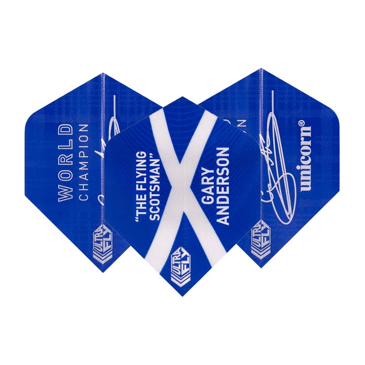 Unicorn Ultrafly 100 Gary Anderson Flying Scotsman Standard Dart Flights Blue Flights