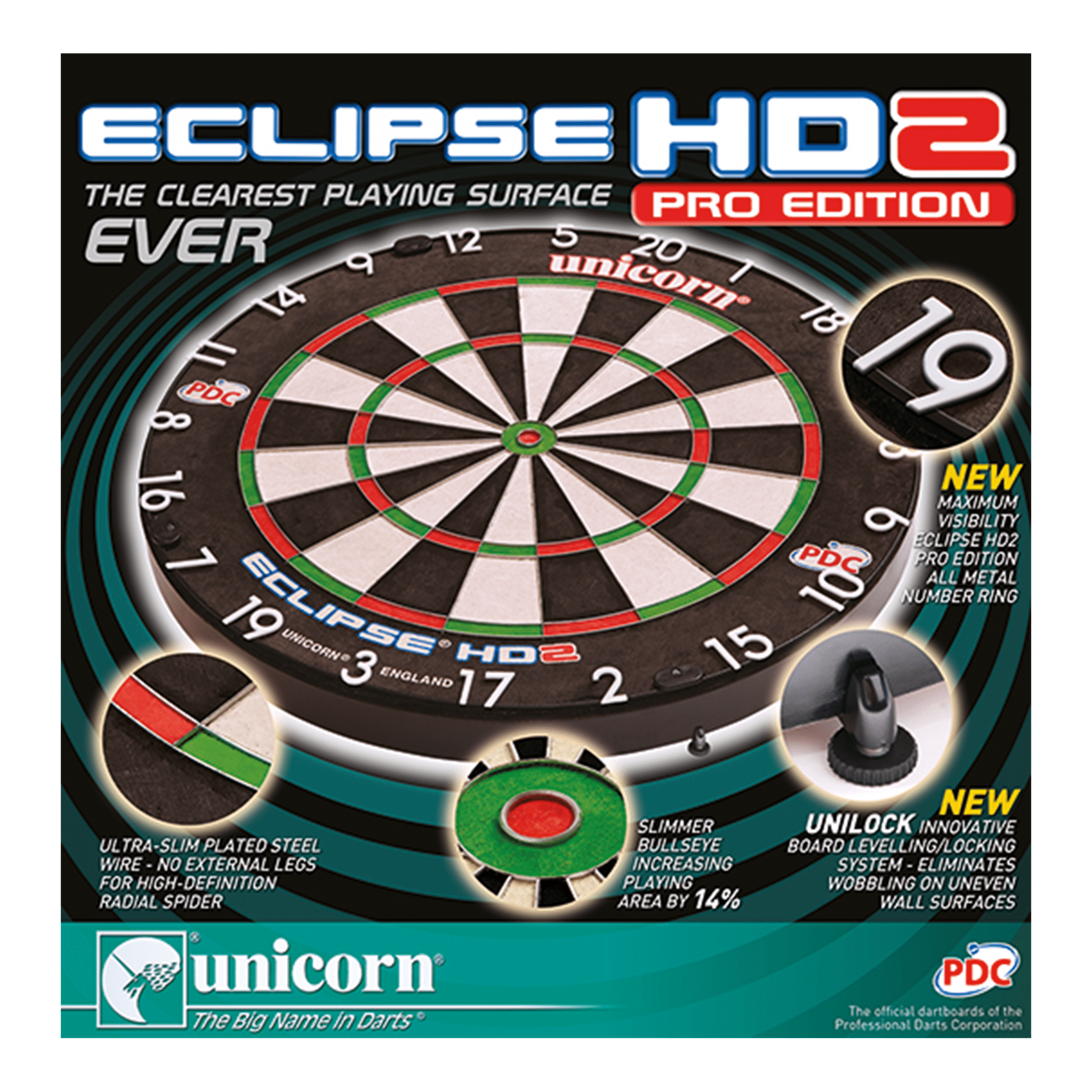 Unicorn Unicorn Eclipse HD2 Pro Edition Dart Board With Unilock System Boards