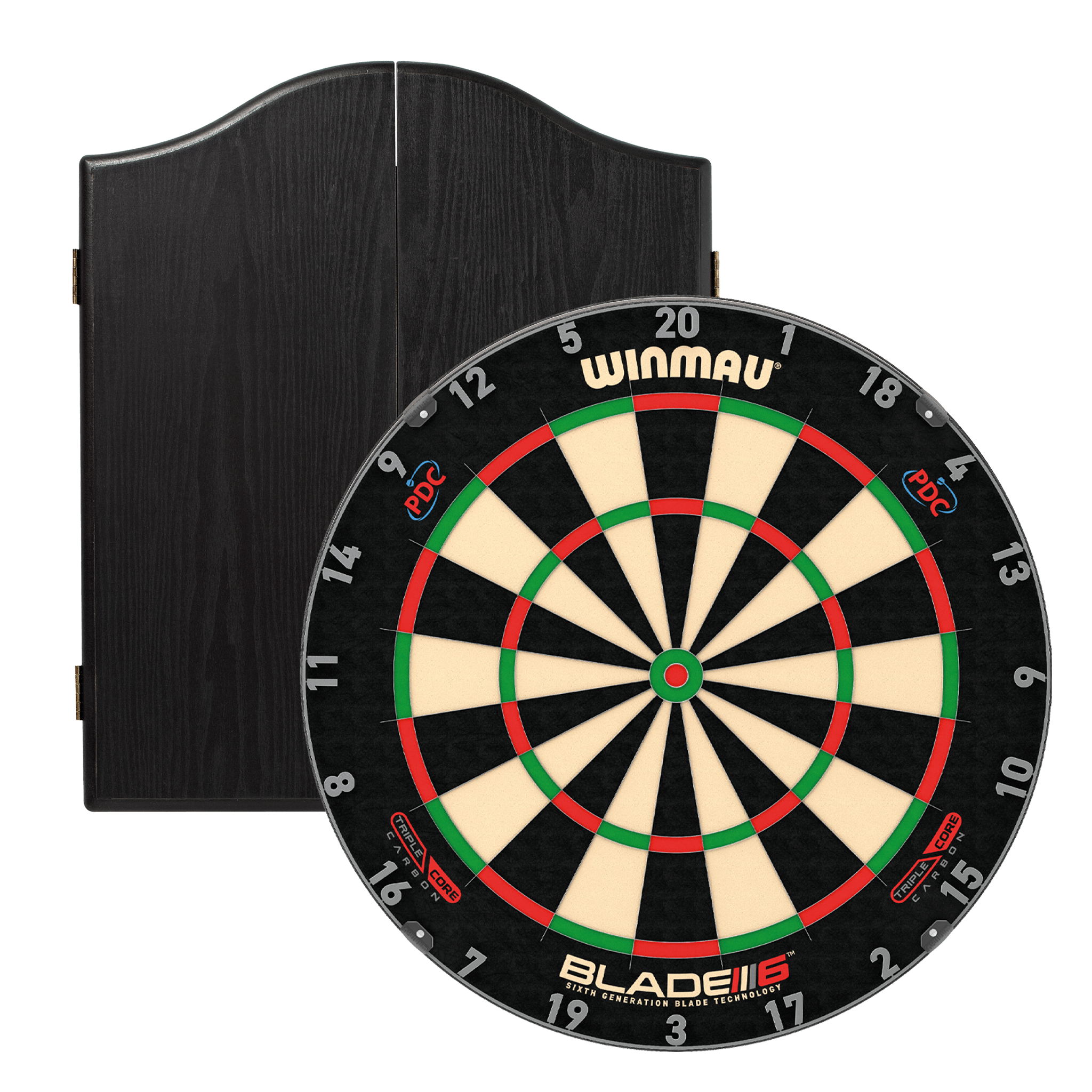 Winmau Blade 6 Dartboard & Cabinet Bundle Blade 6 Triple Core / Black Boards