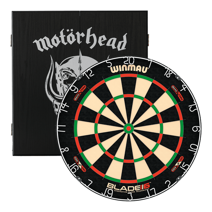 Winmau Blade 6 Dartboard & Rock Legends Cabinet Bundle Blade 6 Dual Core / War Pig Boards