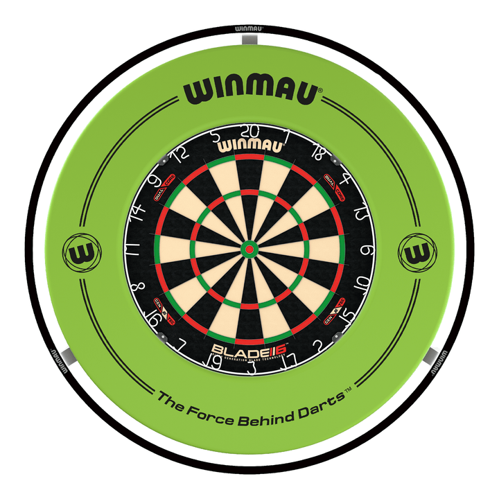 Winmau Blade 6 Dartboard, Surround & Light Bundle Blade 6 Dual Core / Green / Winmau Plasma Light Boards