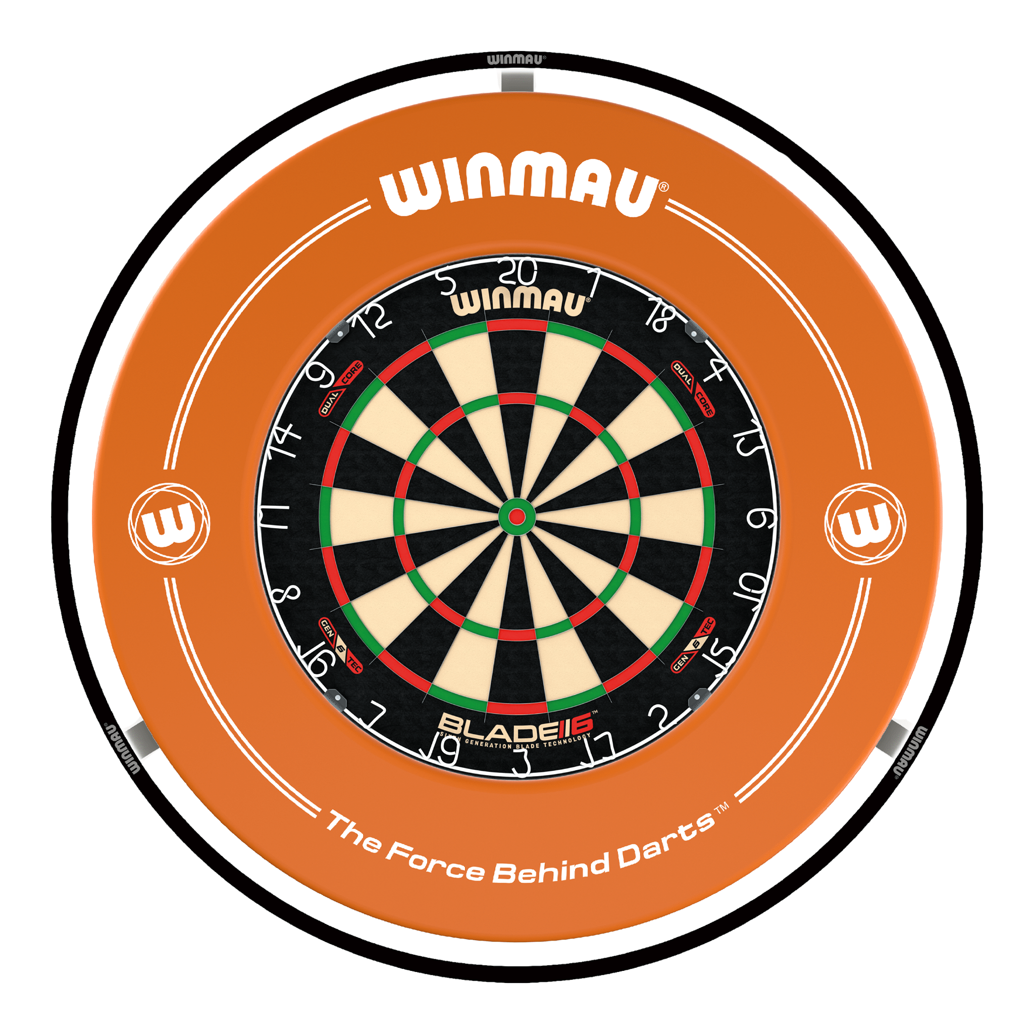 Winmau Blade 6 Dartboard, Surround & Light Bundle Blade 6 Dual Core / Orange / Winmau Plasma Light Boards