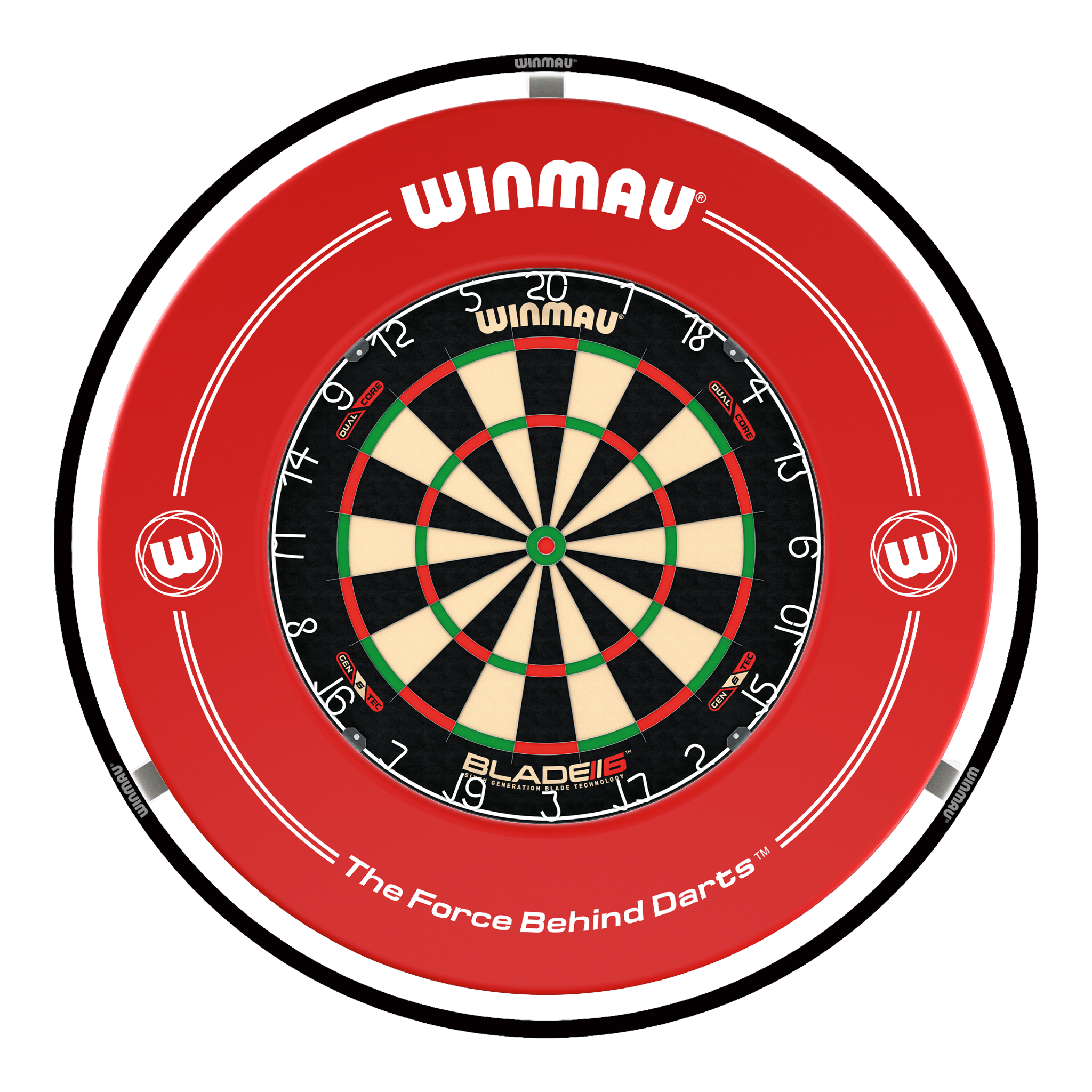 Winmau Blade 6 Dartboard, Surround & Light Bundle Blade 6 Dual Core / Red / Winmau Plasma Light Boards