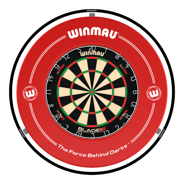 Winmau Blade 6 Dartboard, Surround & Light Bundle Blade 6 Dual Core / Red / Winmau Plasma Light Boards