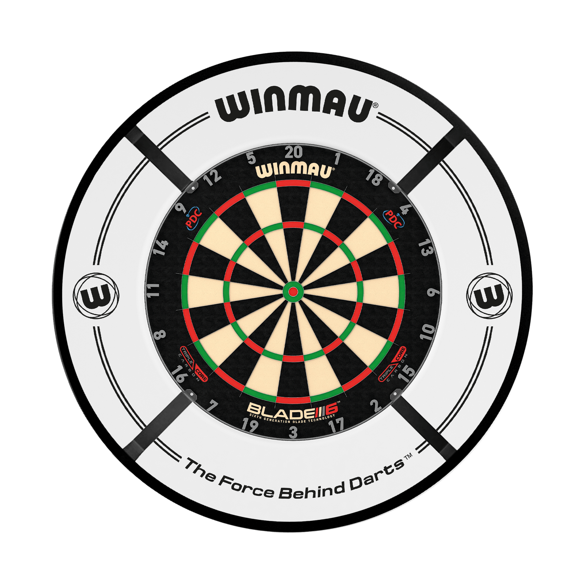 Winmau Blade 6 Dartboard, Surround & Light Bundle Blade 6 Triple Core / White / Target Corona Vision Boards