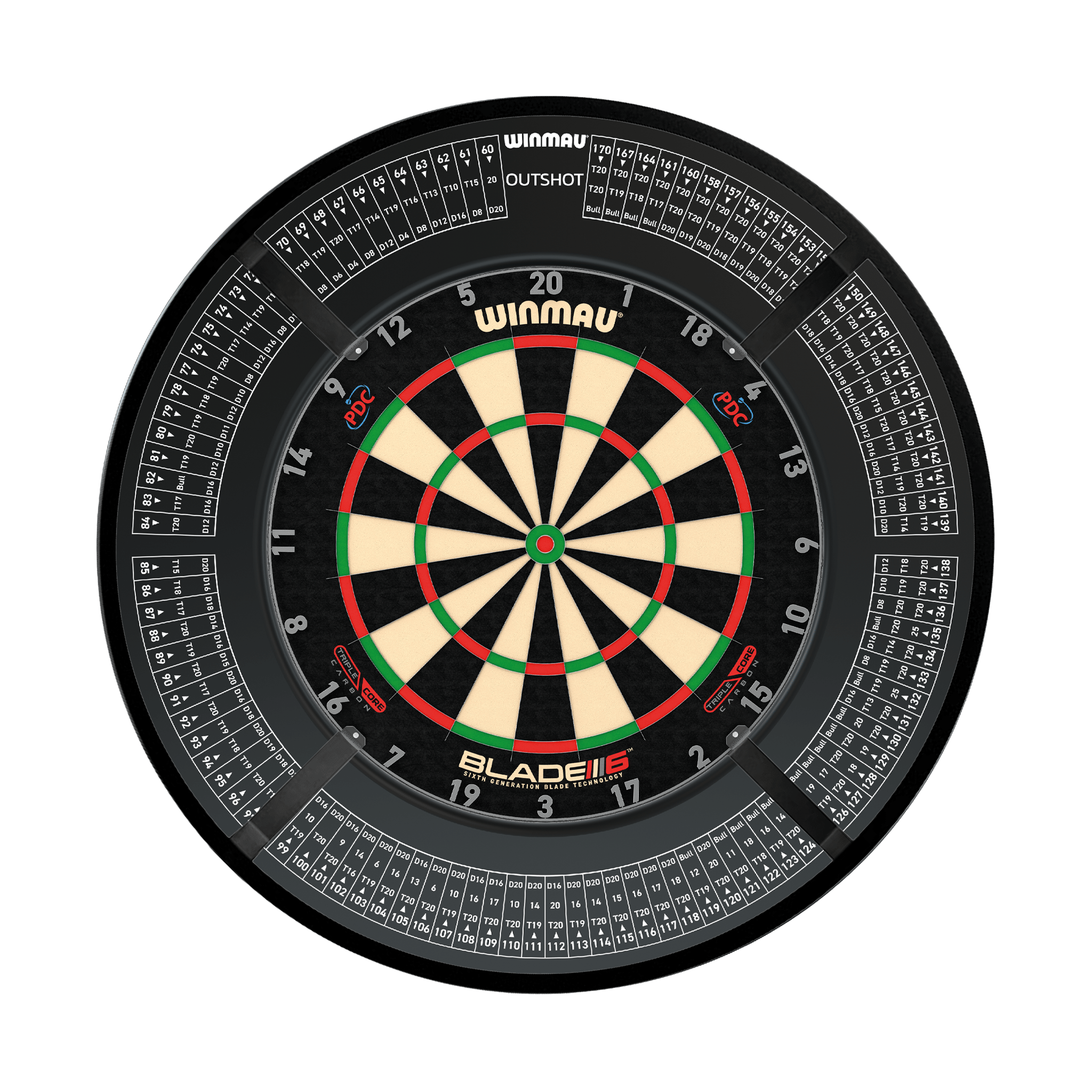 Winmau Blade 6 Dartboard, Surround & Light Bundle Boards