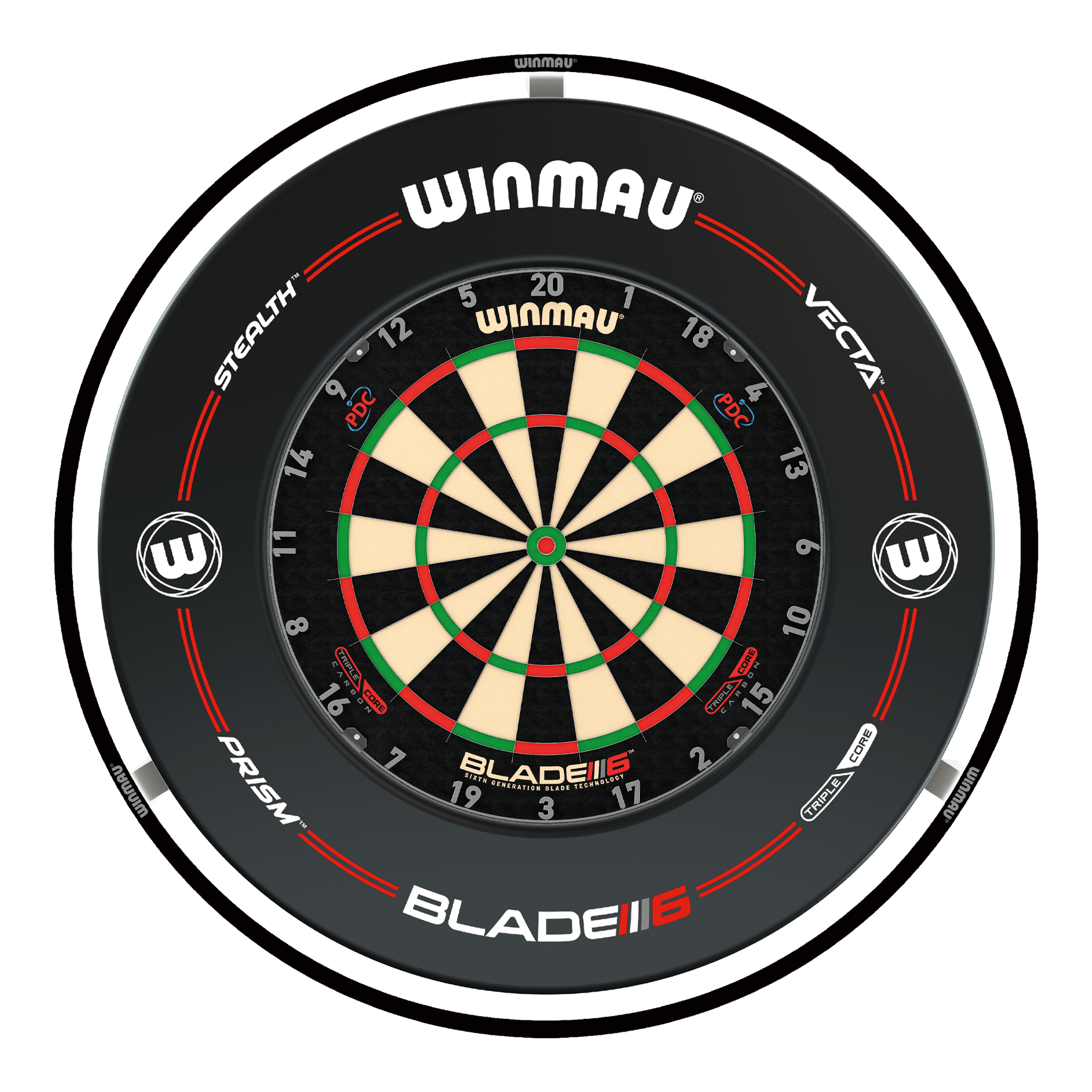 Winmau Blade 6 Dartboard, Surround & Light Bundle Boards