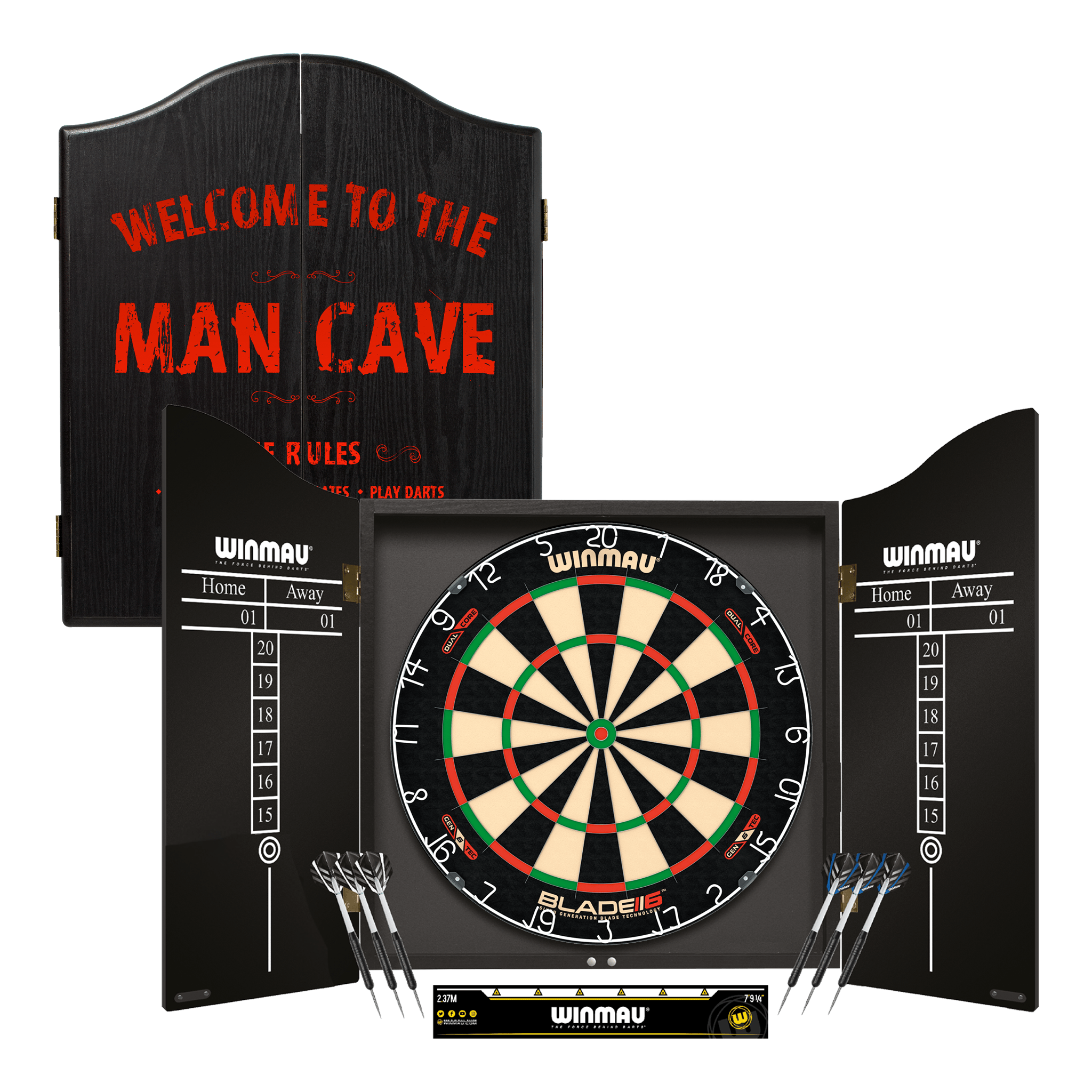 Winmau Blade 6 Professional Darts Set - Complete Darts Set Blade 6 Dual Core / Man Cave Boards