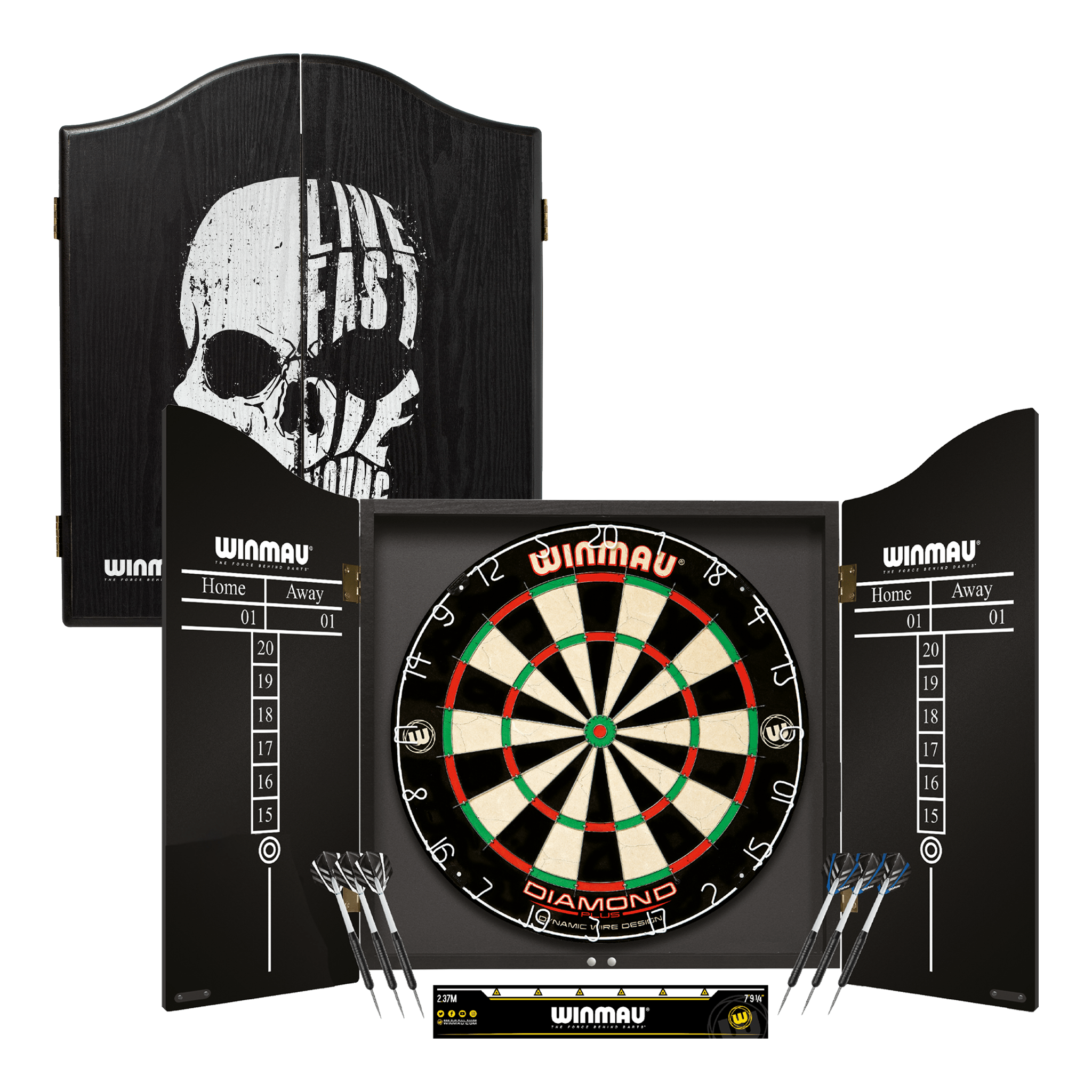 Winmau Diamond Plus Professional Darts Set - Complete Darts Set Diamond Plus / Live Fast Skull Boards